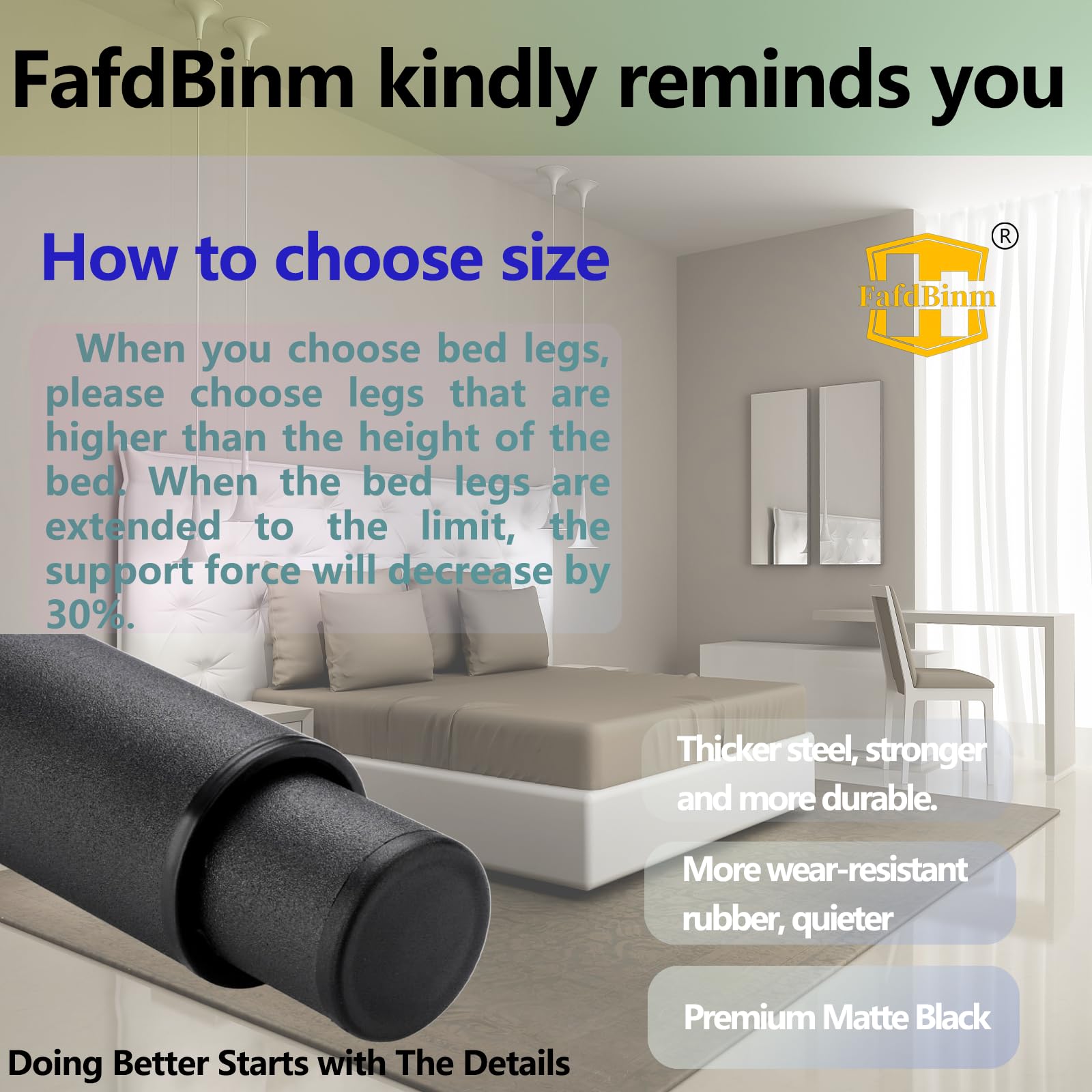 **Adjustable Bed Support Legs 6-10.5 Inch, 2-Pack Heavy Duty Metal Risers – Fits Most Bed Frames, Box Springs, Platforms & Slats – Easy Installation, Black – Perfect for Bedroom, Guest Room & Dorm Furniture Support**