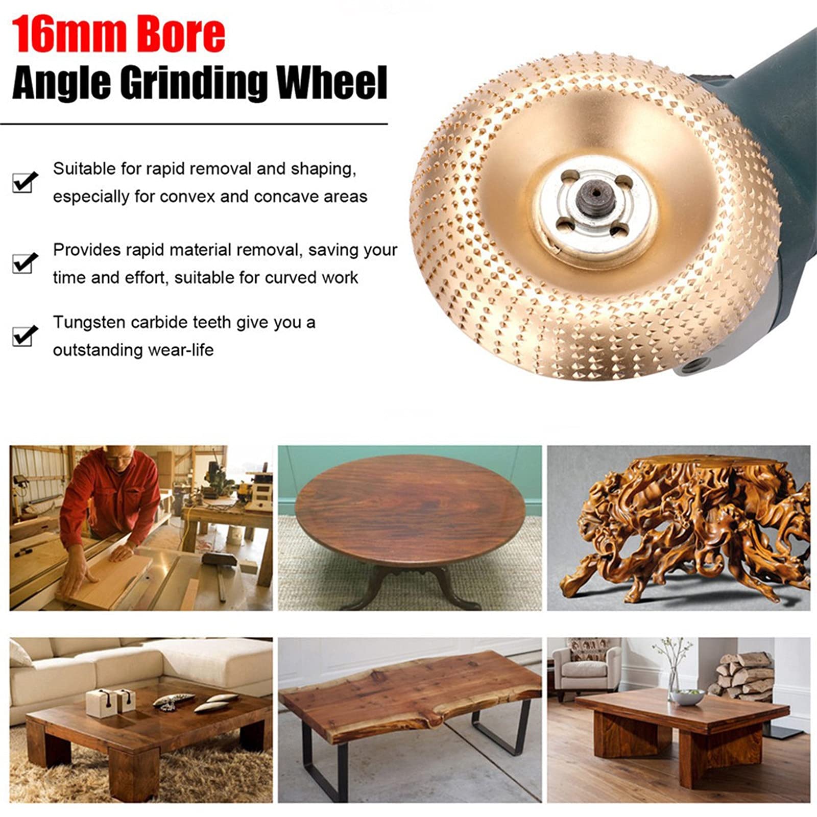 Carbide Wood Sanding Carving Shaping Disc for Angle Grinder - 125mm Grinding Wheel | Blue Abrasive Disc for Woodworking, DIY Projects & Furniture Restoration