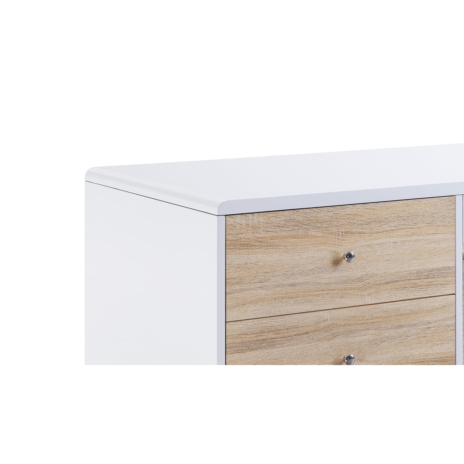 Benjara 2-Drawer Modern Coffee Table with Pull-Out Shelf - White & Brown Finish - Perfect for Living Room, Lounge & Small Space Furniture