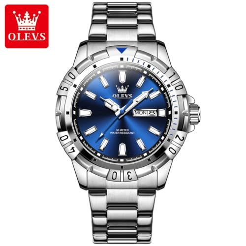 Silver Band Blue Face-5560G