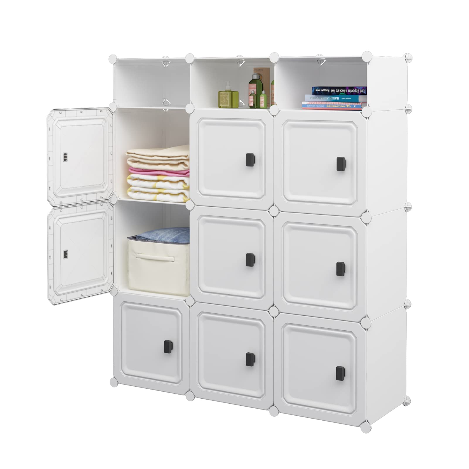 MAGINELS 9-Cube Storage Organizer Shelf - White Closet Organizer for Bedroom, Living Room, Office | Perfect for Toys, Books, Shoes & Home Decor Storage