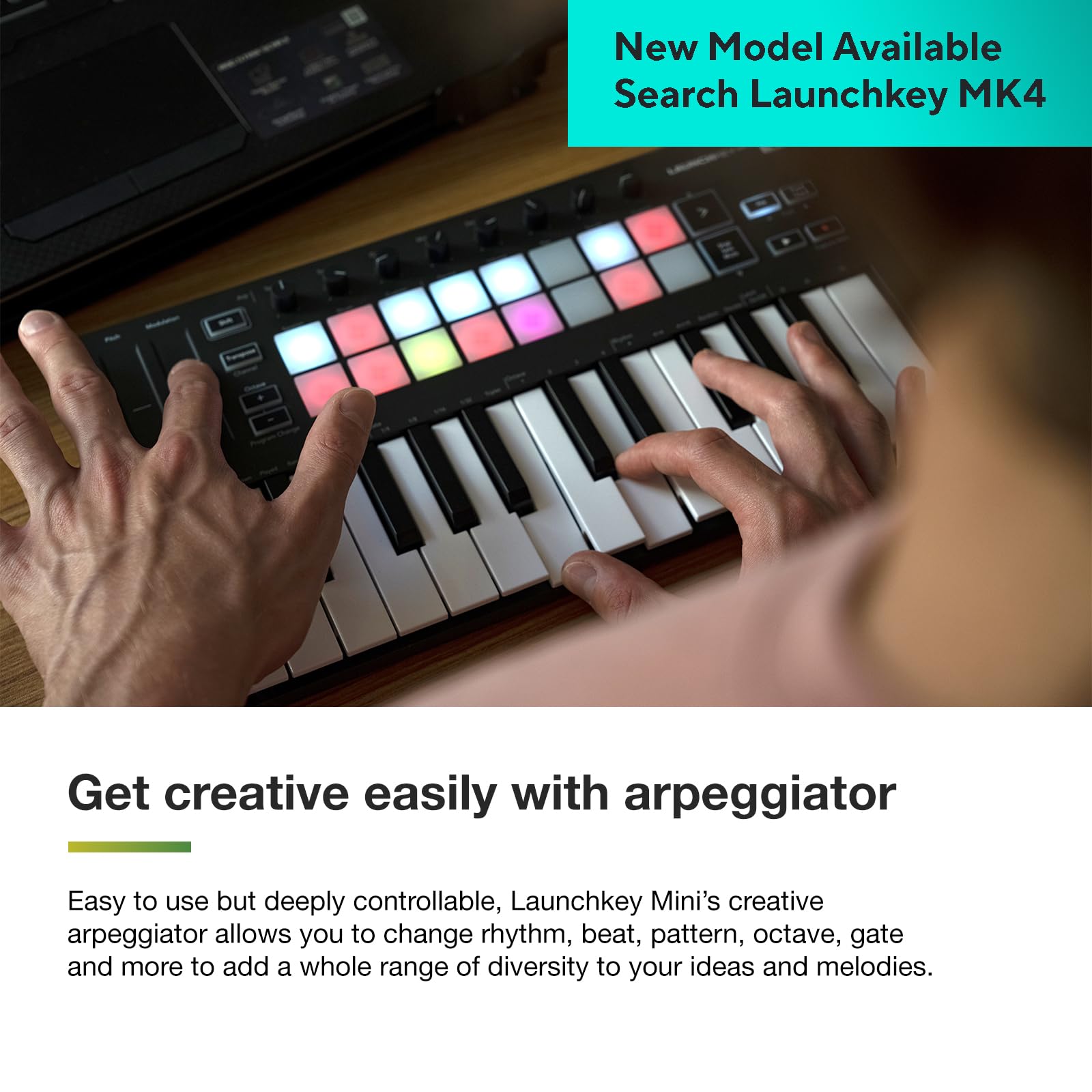 Novation Launchkey Mini MK3 25-Key USB MIDI Keyboard Controller with DAW Integration - Chord Mode, Scale Mode & Arpeggiator for Music Production - Perfect for Home Studio, Live Performance & Beat Making