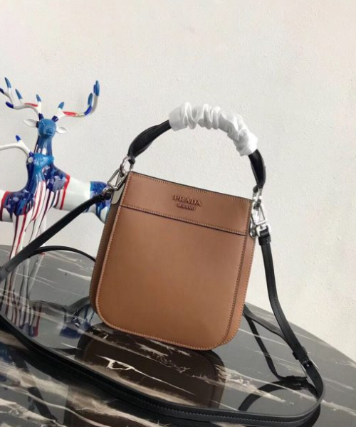 Prada Margit Genuine Leather Shoulder Bag for Women - Classic Brown Crossbody Purse | Perfect for Work, Travel & Everyday Use