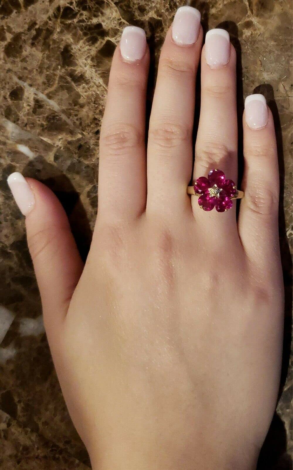 BeBold 5ct Heart-Cut Pink Created Ruby Engagement Ring for Women - Floral Design Yellow Gold Plated | Perfect for Proposals, Anniversaries & Romantic Gifts