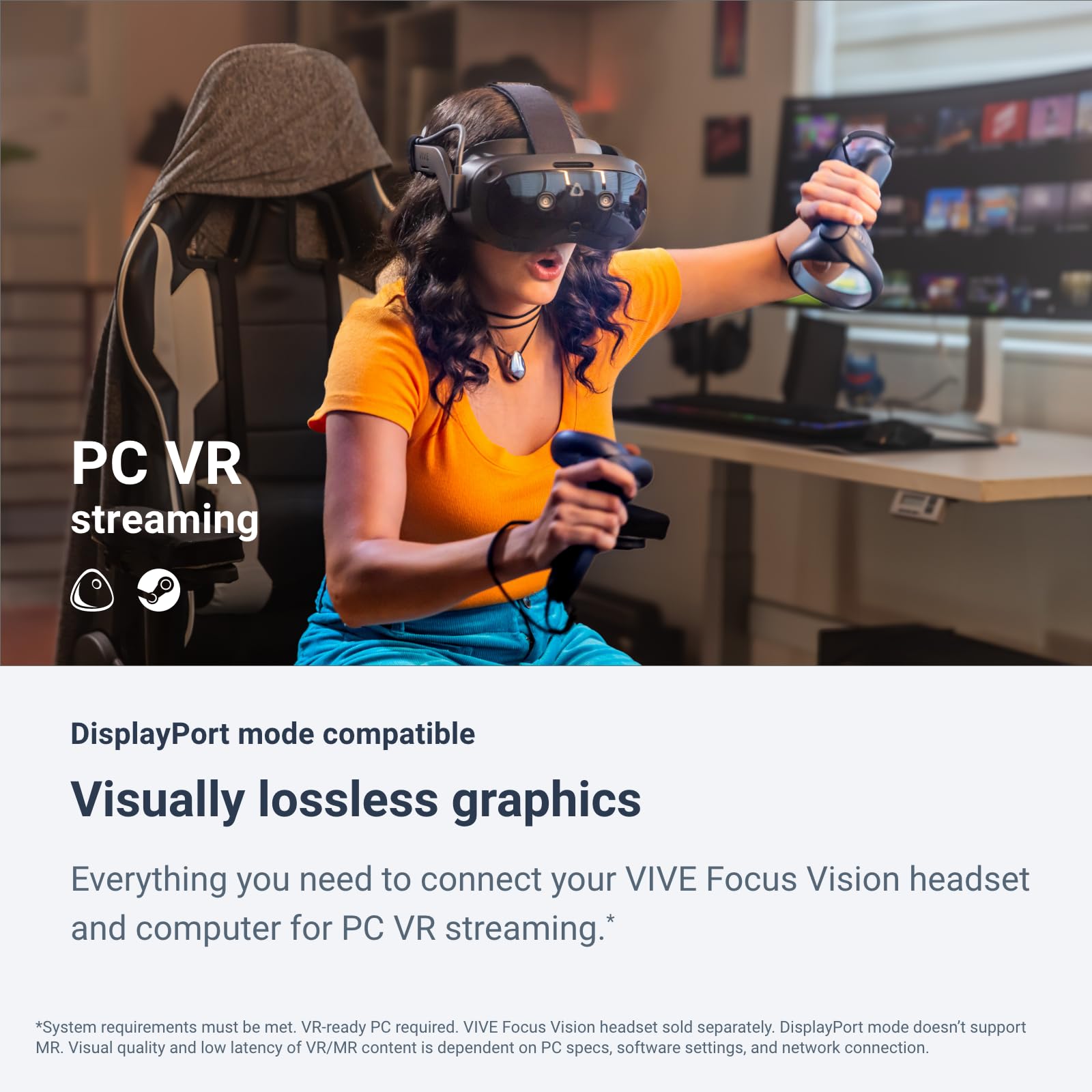HTC Vive Wired PC Streaming Kit for Vive Focus Vision VR Headset - DisplayPort Compatible | Virtual Reality Gaming & PC VR Streaming Accessory | Perfect for SteamVR, Oculus & PC VR Games