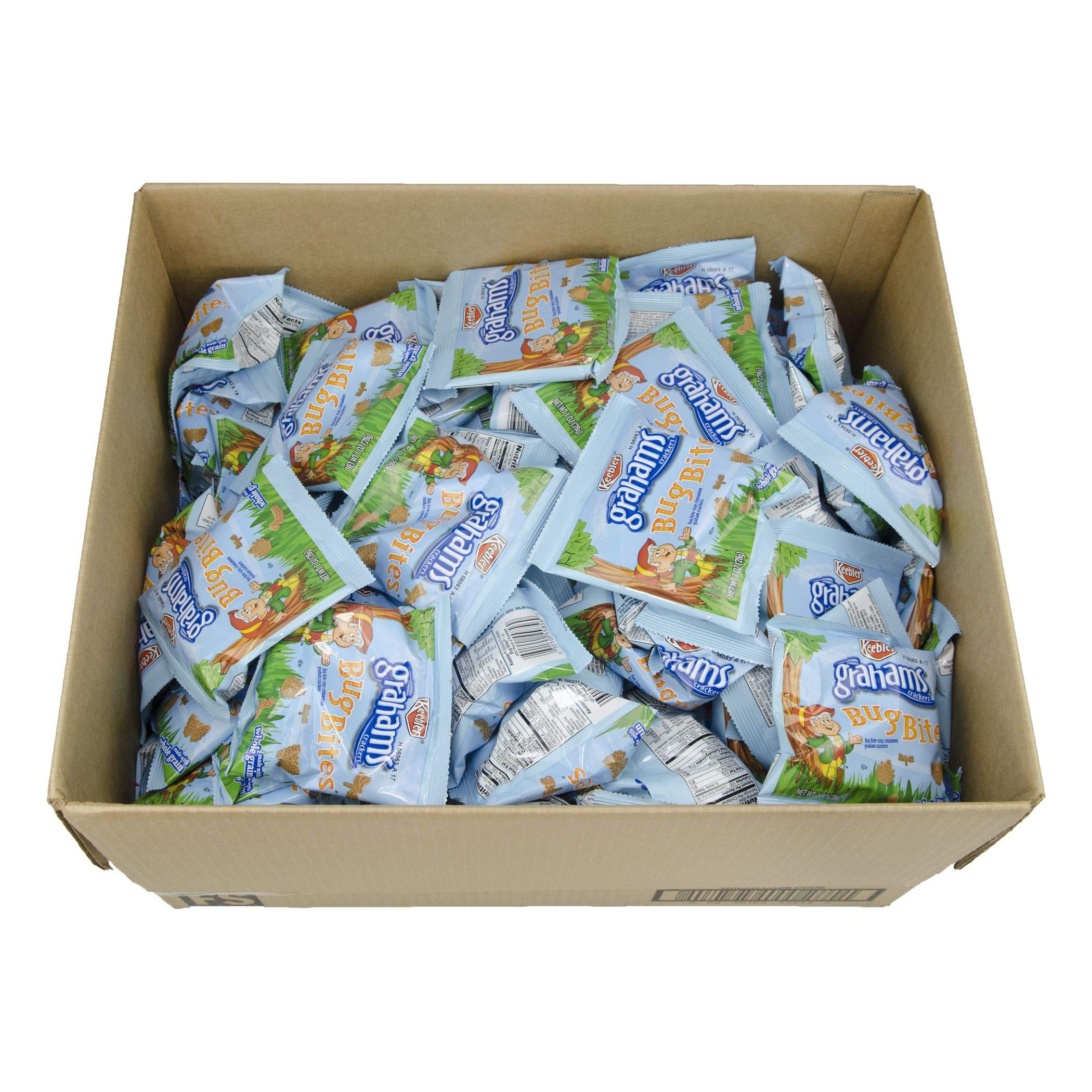 Keebler Grahams Crackers Bug Bites Cinnamon 1oz Snack Packs (210 Count) - Bulk Box of Individual Portions for School Lunches, Office Snacks & On-the-Go Treats