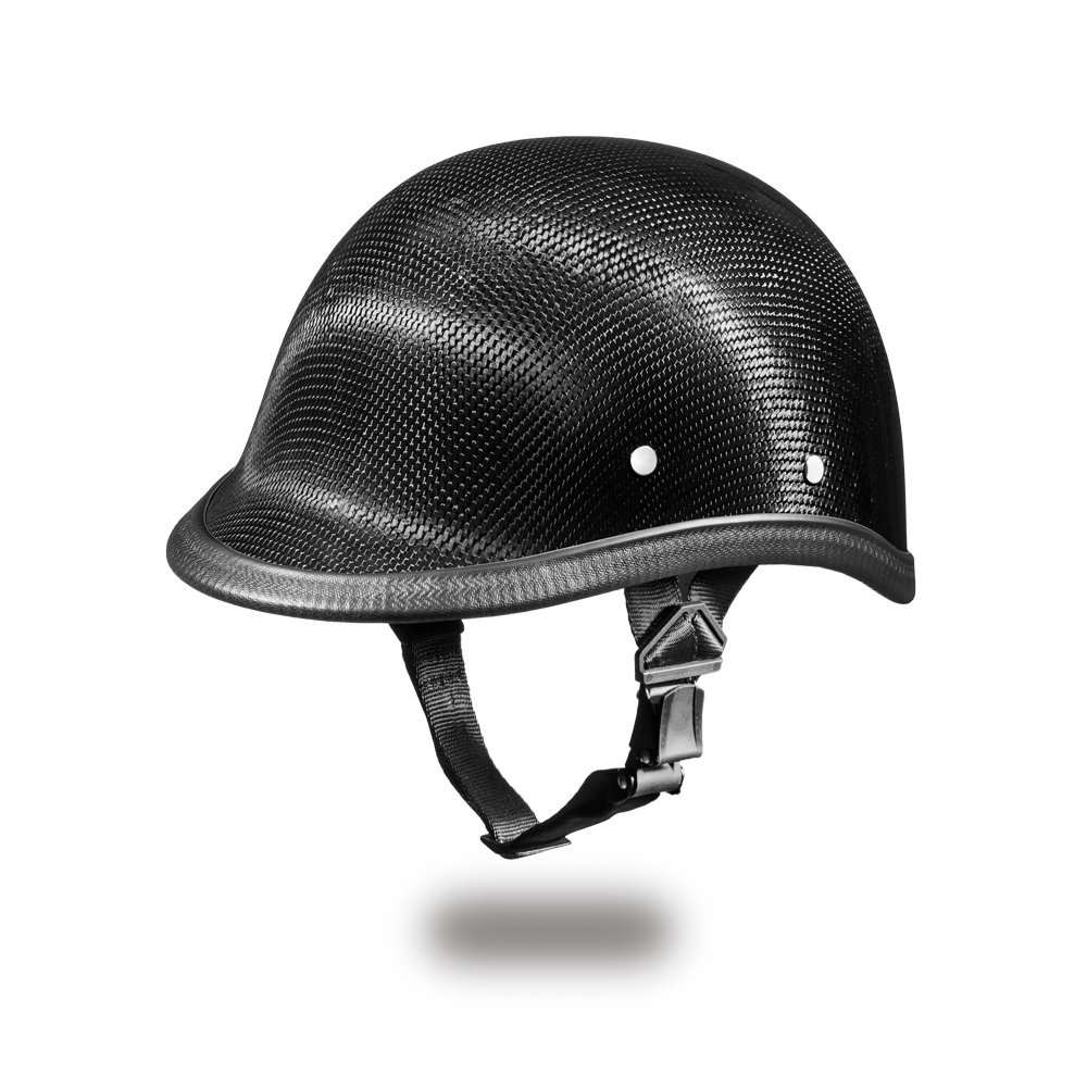 Daytona Carbon Fiber Motorcycle Half Helmet - Lightweight Retro Skull Cap with Breathable Liner & Head Wrap - Perfect for Cruiser Riders & Vintage Bike Enthusiasts