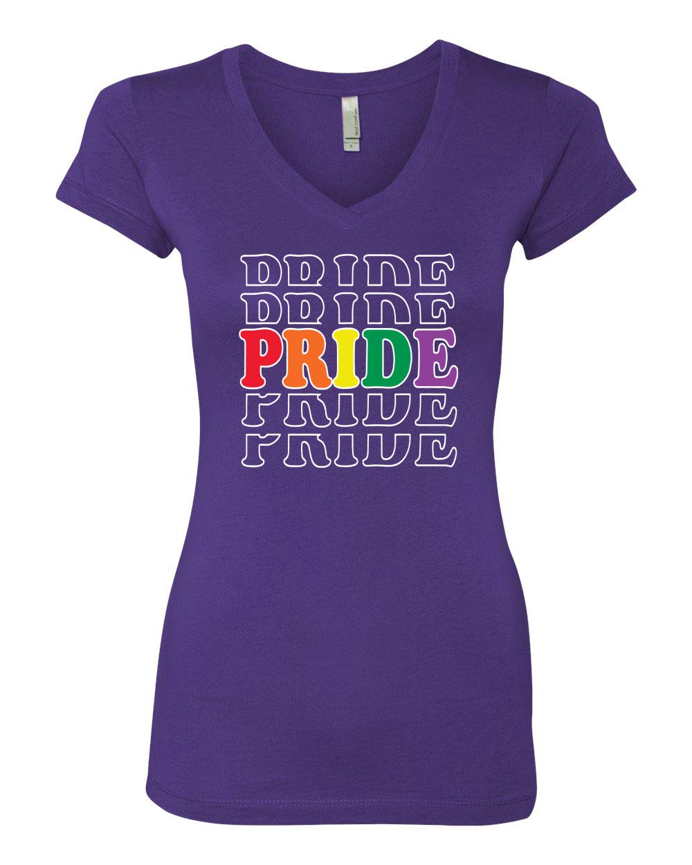 Rainbow LGBTQ+ Pride V-Neck T-Shirt for Women - Junior Fit Gay Pride Tee - Perfect for Pride Parades, LGBTQ Events & Everyday Wear