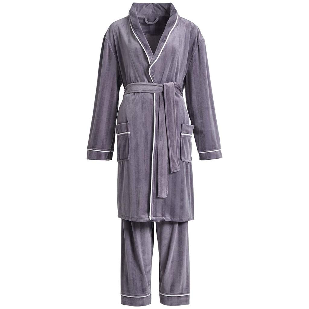 HTKLCZ Women's Winter Warm Sleepwear Set - Coral Fleece Kimono Robe & Nightgown, Soft Lingerie Nightwear, XXX-Large Size | Cozy Home Lounge, Spa Bathrobe, Gift for Her