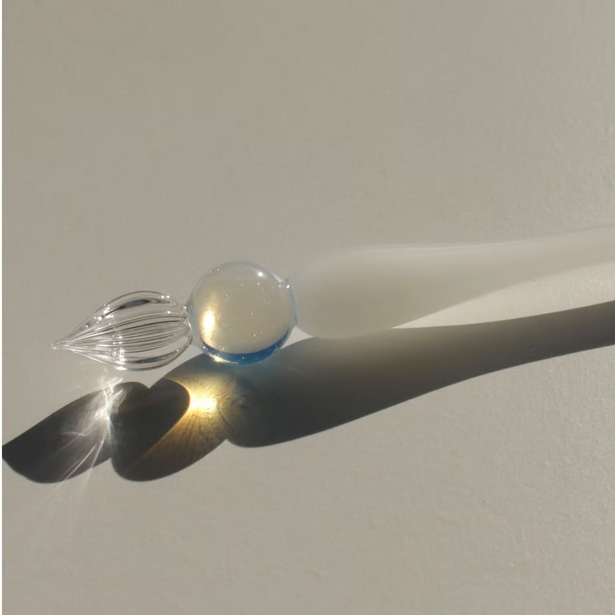 Japanese Glass Dip Pen - Crown & White Opal Style | Elegant Calligraphy & Writing Tool | Perfect Gift for Writers, Artists & Stationery Lovers | Ideal for Lettering, Journaling & Creative Projects