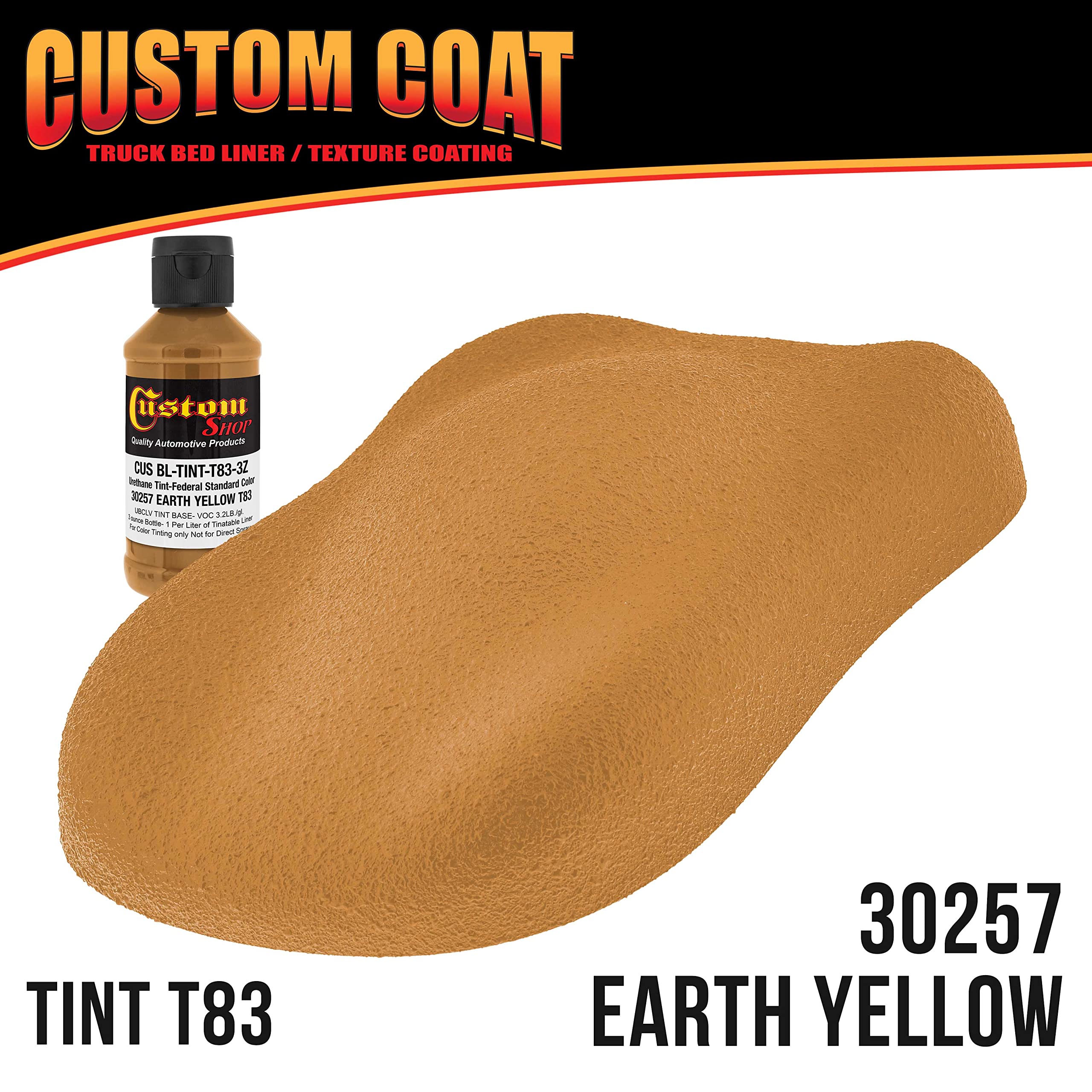 Federal Standard #30257 Earth Yellow T83 Urethane Truck Bed Liner Kit - 2 Gallon Roll-On, Brush-On or Spray-On Protective Coating with Roller Applicator | Durable Textured Finish for Trucks, Trailers & Automotive Surfaces