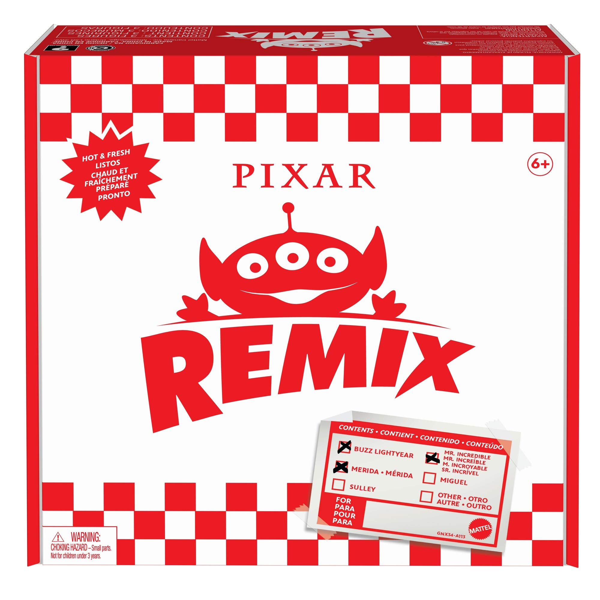 Pixar Alien Remix 3-Pack Action Figures - Mr. Incredible, Buzz Lightyear & Merida - 3-Inch Retro Toy Story Collectibles in Pizza Box Packaging - Perfect Gift for Kids Ages 3+ | Birthday Party Favors, Disney Movie Merchandise, Collectible Display
