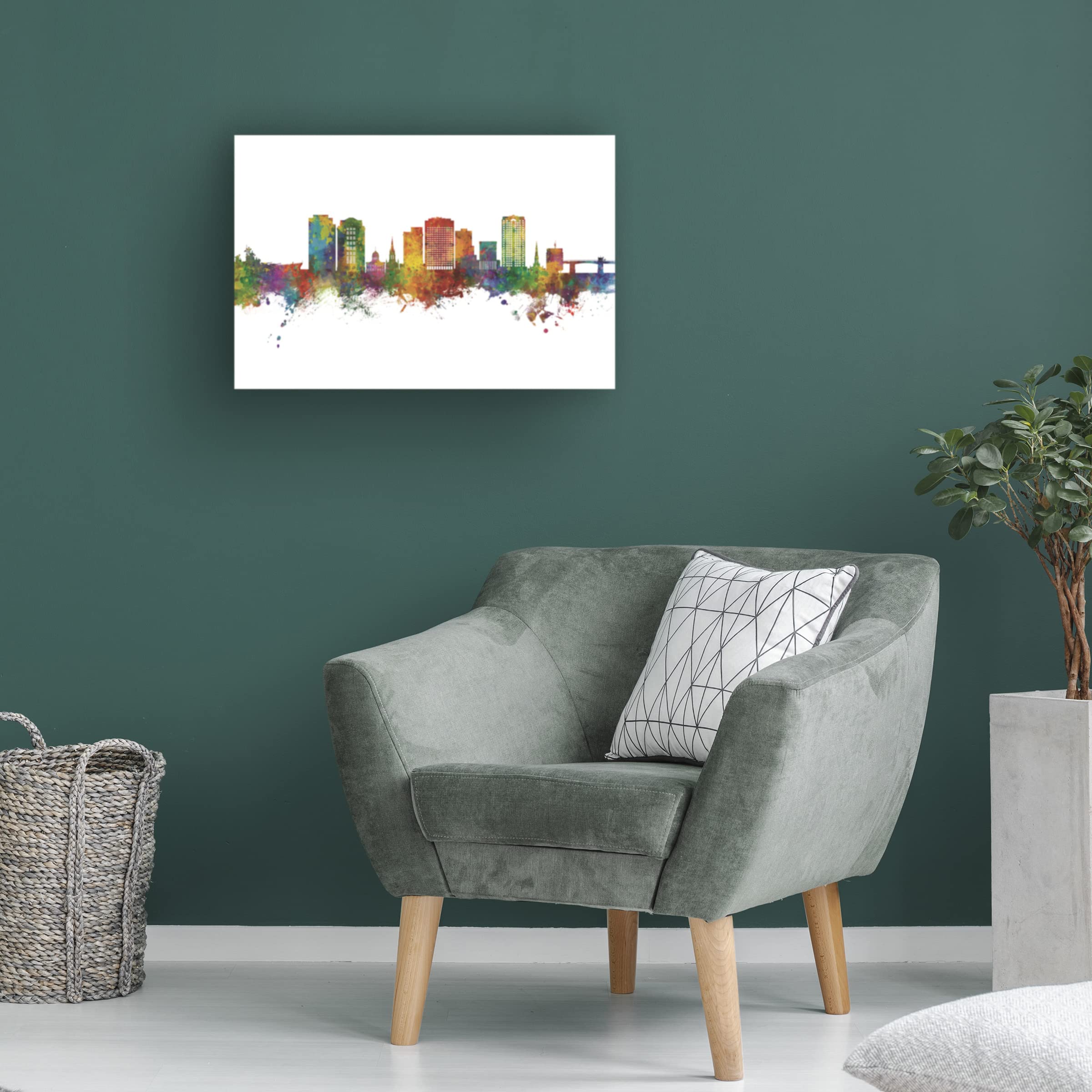 Michael Tompsett Norfolk Virginia Skyline Canvas Art Print - Modern Cityscape Wall Decor for Living Room, Bedroom & Office - Trademark Fine Art Collection