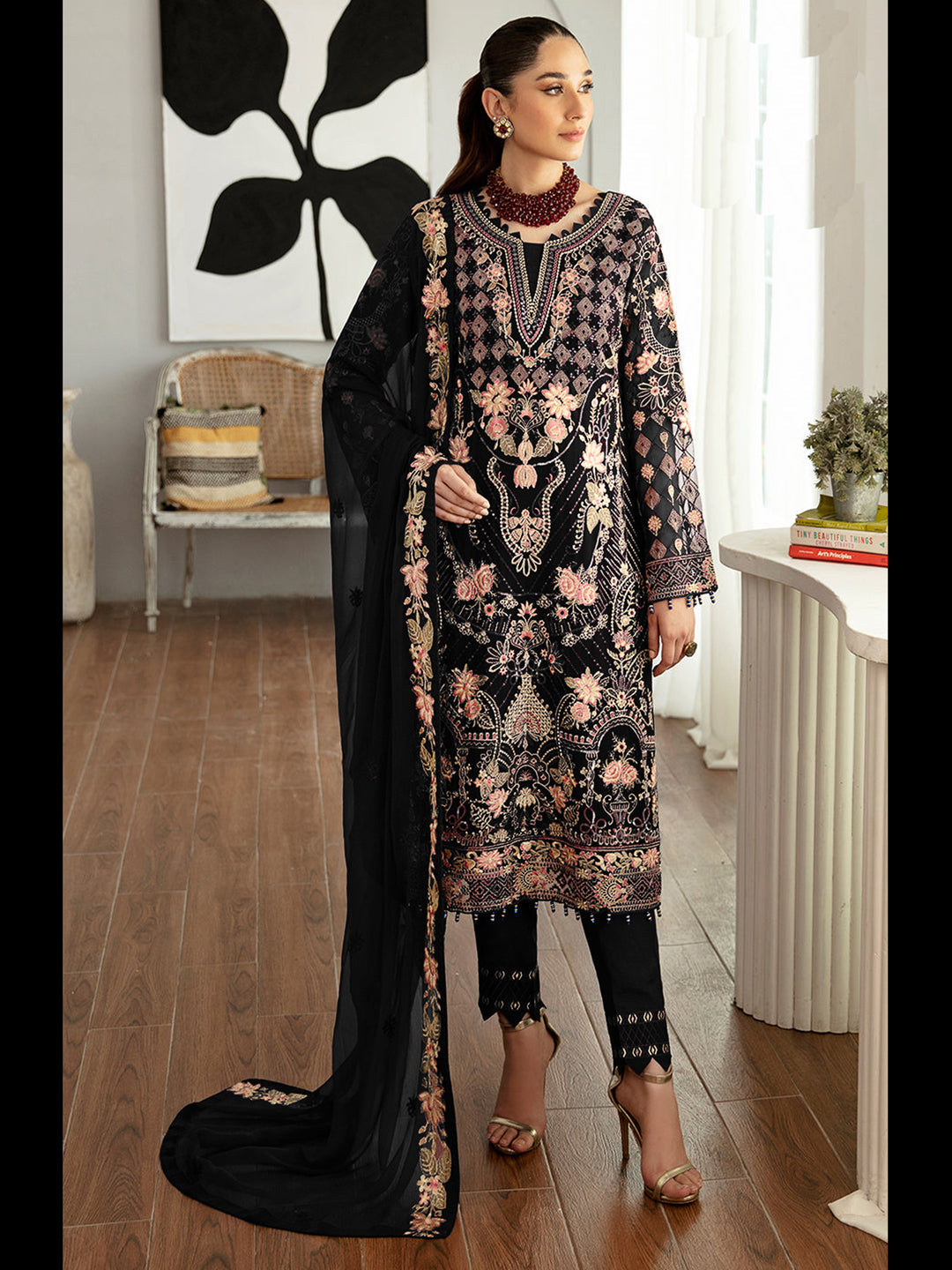 Elegant Black Traditional Designer Semi-Stitched Pant Suit with Exquisite Embroidery - Perfect for Weddings, Parties & Special Occasions