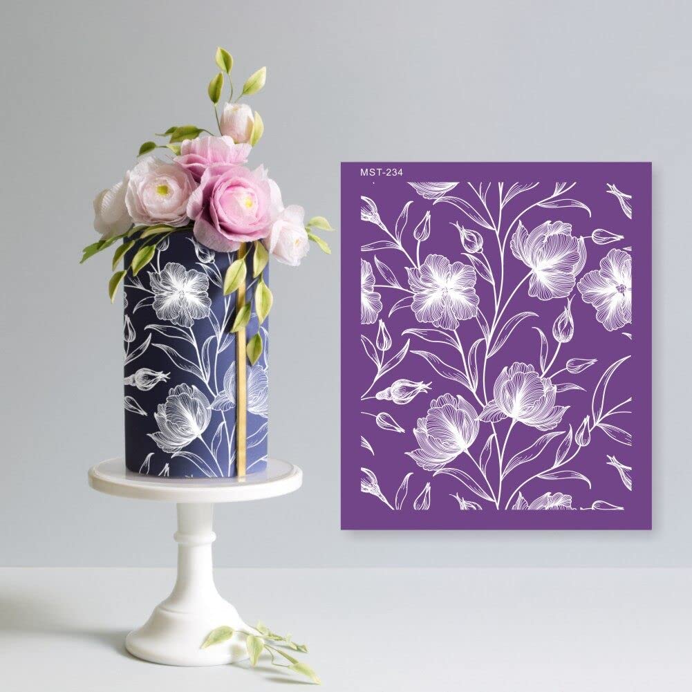 Eforcase Silicone Cake Stencils & Fondant Mat - Flower Lace Impression Mold for Wedding Cake Decorating, Reusable DIY Cupcake Borders - Perfect for Wedding, Birthday, and Party Dessert Decorations