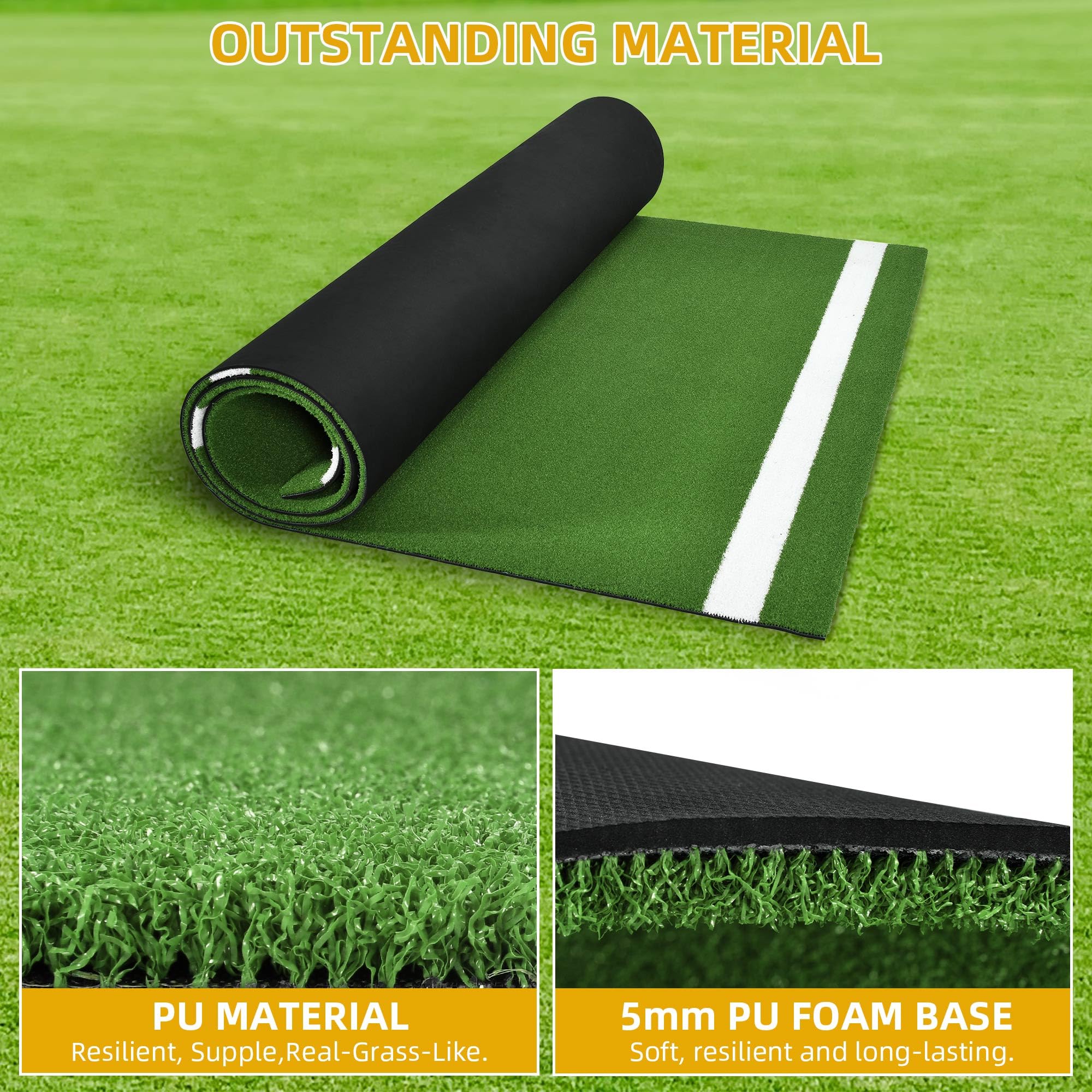 Premium Baseball & Softball Training Mat with Home Plate & Batters Box - Non-Slip Turf Mat with Reinforced Stitching for Indoor/Outdoor Practice, Backyard Drills & Batting Cage Training
