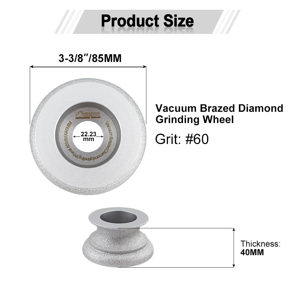 Premium Diamond Profile Grinding Wheel 3-3/8 Inch (40mm Height) - Professional Edge Grinding Disc for Stone, Marble, Granite & Rock - Perfect for Countertop Edging, Tile Shaping & Stone Restoration Work
