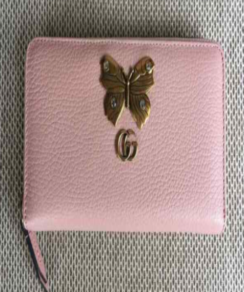 Gucci GG Leather Continental Wallet for Women - Butterfly Embossed Light Pink Designer Wallet | Perfect for Everyday Use, Travel & Gift Giving