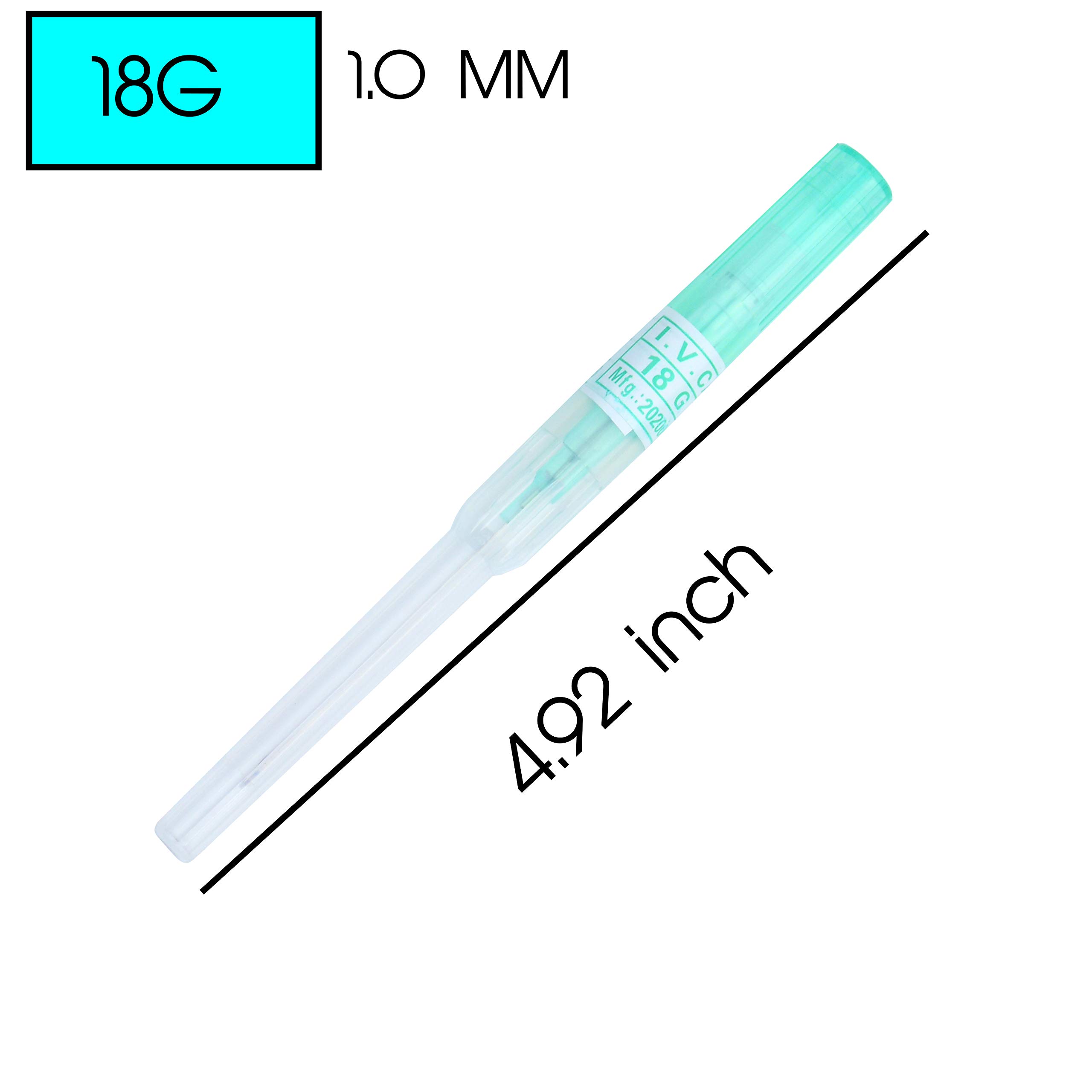 Aokbean 18G Gauge Disposable Body Piercing Needles - 50 pcs Professional IV Catheter Needles for Nose, Ear & Lip Piercing | Tattoo & Body Art Supplies | Perfect for Professional Studios & Home Use