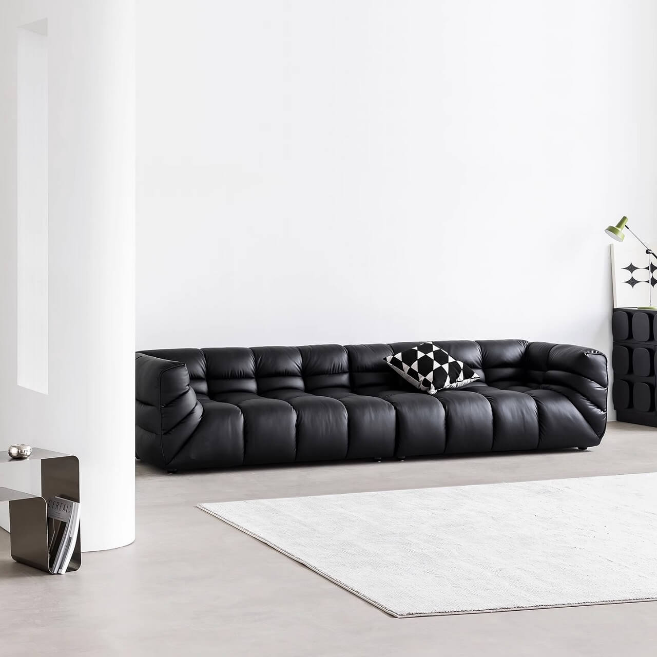Modern Black Microfiber Leather Sectional Sofa with Solid Wood Frame - Comfortable L-Shaped Couch for Living Room, Home Theater & Office Lounge