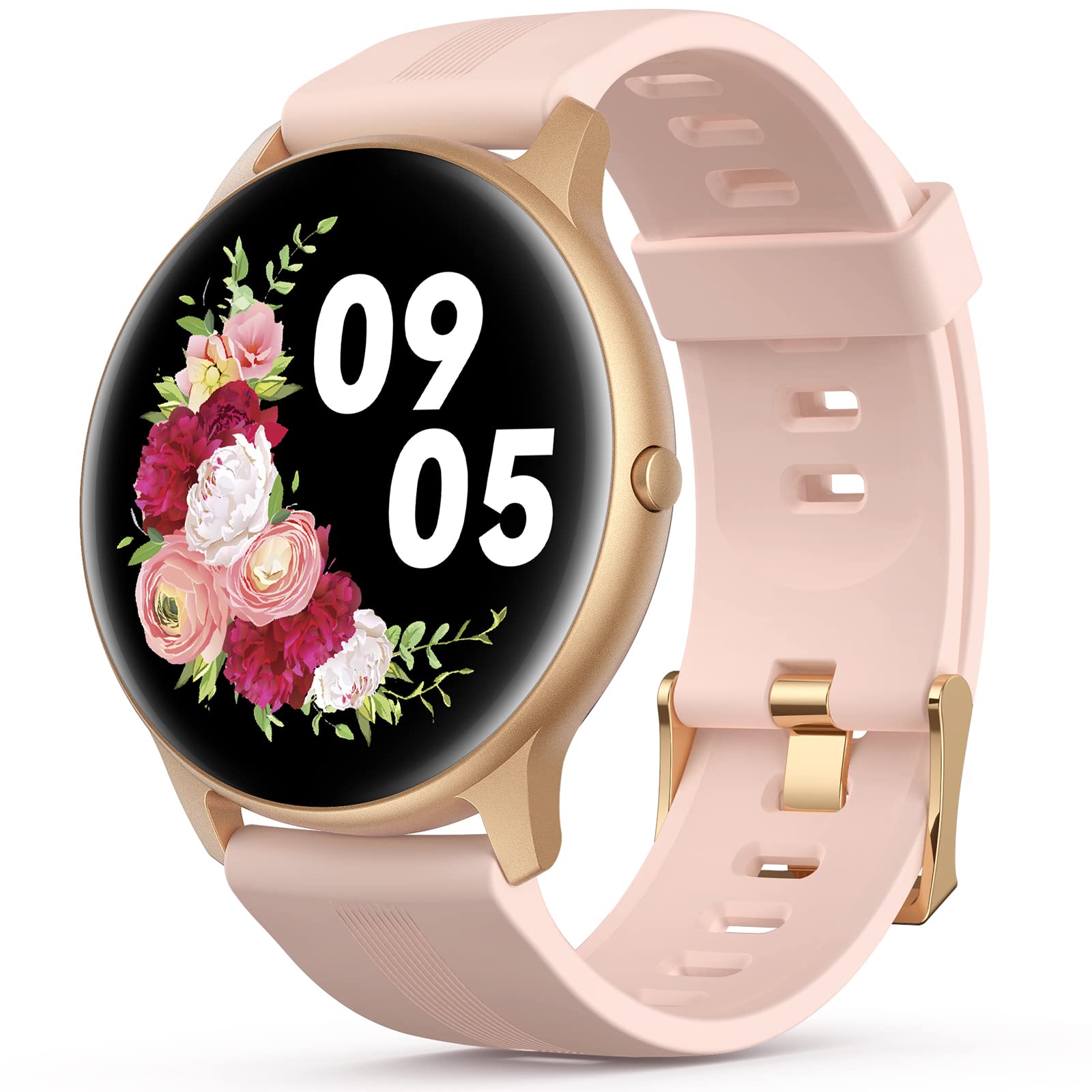 AGPTEK Smart Watch for Women - 5ATM Waterproof Fitness Tracker with Heart Rate & Sleep Monitor, Pedometer, Female Health Tracking - Compatible with Android iOS iPhone (Rose Gold) | Perfect for Swimming, Workouts & Daily Activity Tracking