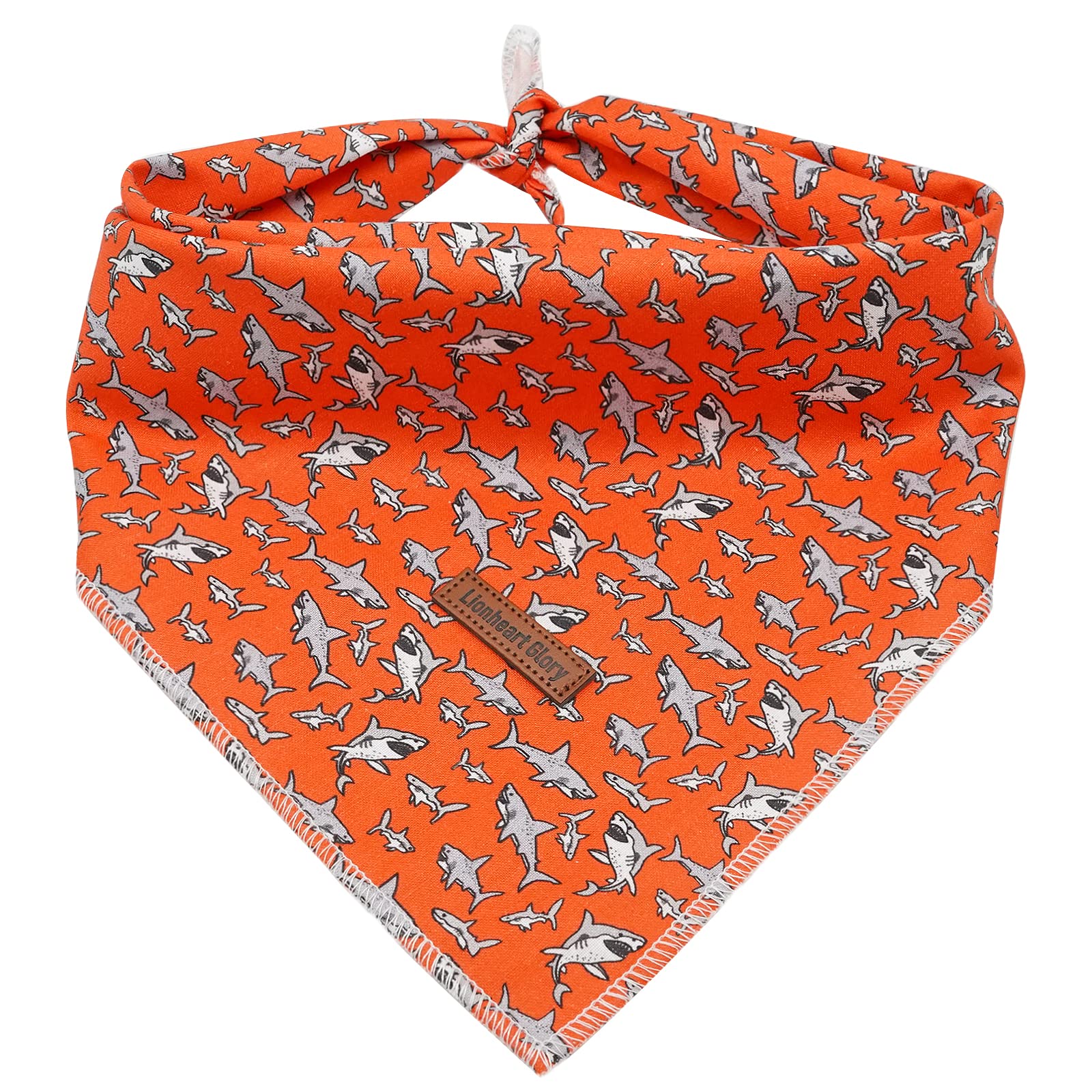 Lionheart Glory Washable Soft Dog Bandana Scarf - Adjustable Shark Square Pet Kerchief for Medium & Large Dogs (1 Pack) | Perfect for Pet Fashion, Outdoor Adventures & Special Occasions