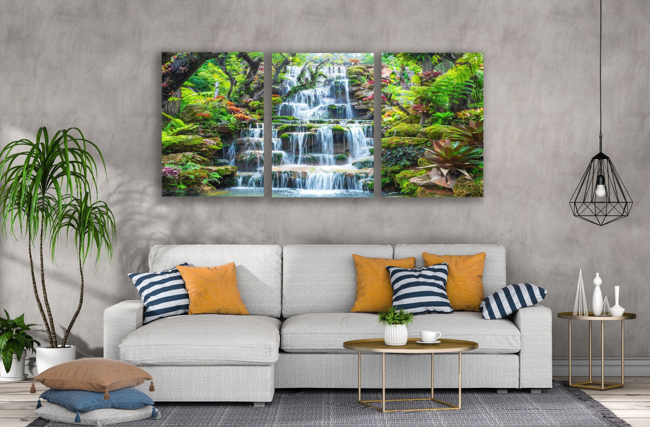 3-Piece Waterfall Scenery Canvas Wall Art - High Quality Print, 100% Australian Made, Ready to Hang - Perfect for Living Room, Bedroom & Office Decor