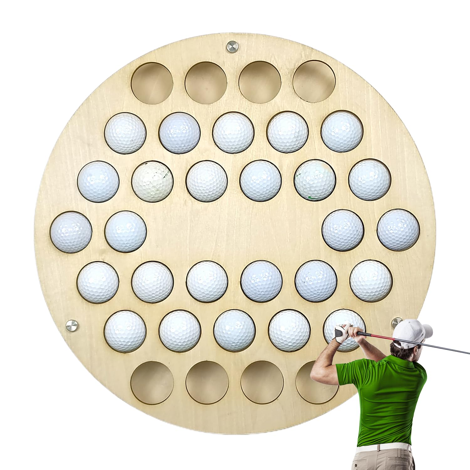34-Hole Wooden Golf Ball Storage Rack - Wall Mounted Golf Ball Holder Shelf with Farmhouse Style, Flexible Floating Shelves for Living Room, Bedroom & Study | Perfect Golf Accessory Organizer for Home Decor & Sports Enthusiasts