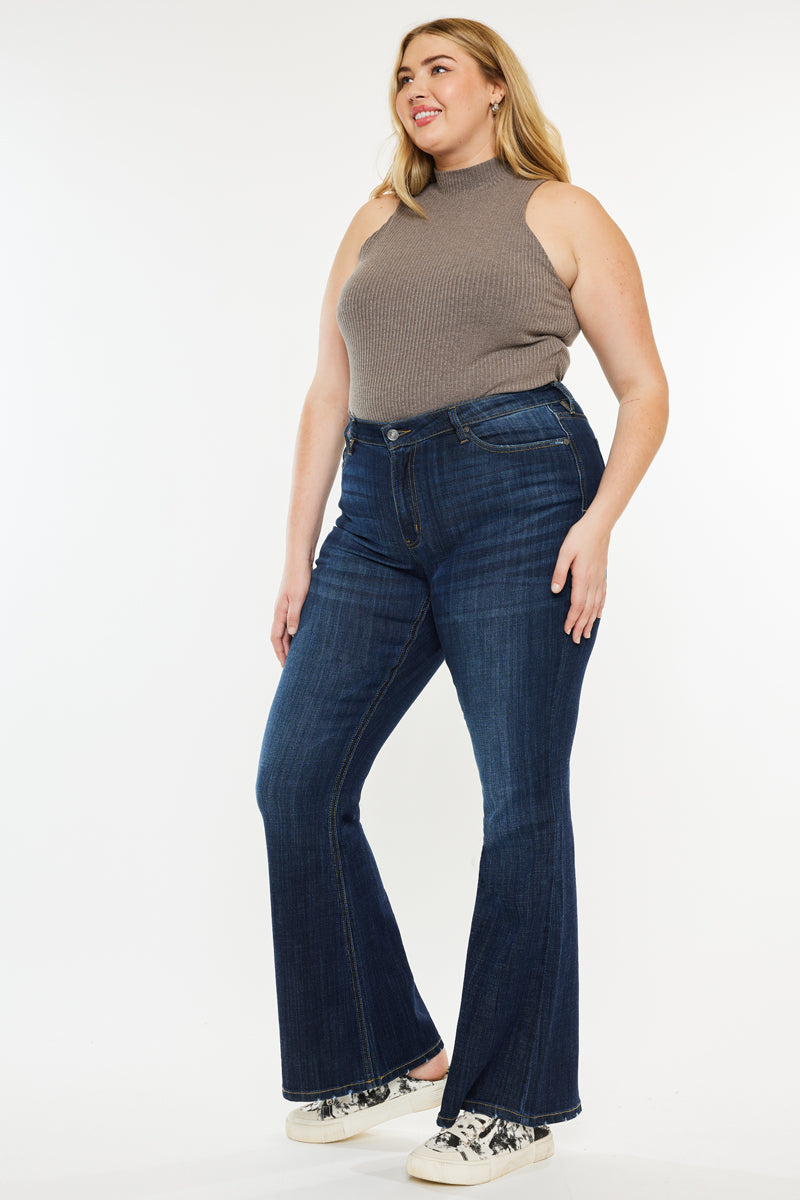 Charly Mid Rise Flare Jeans for Women - Petite Plus Size Stretch Denim Pants, Comfortable Bootcut Jeans for Casual Wear & Everyday Outfits
