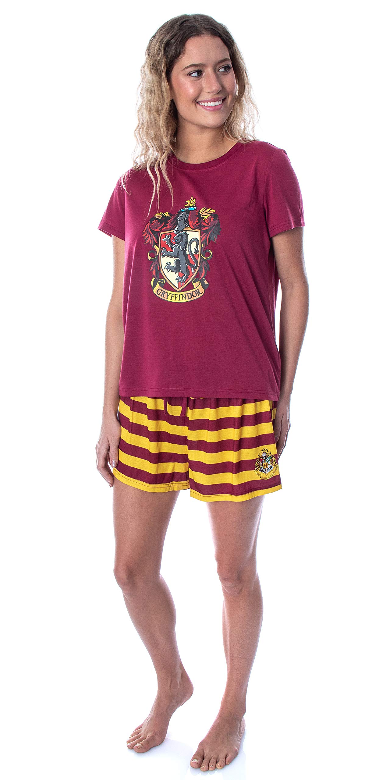 Harry Potter Women's Hogwarts Castle Pajama Set - Gryffindor, Slytherin, Hufflepuff & Ravenclaw House Themed Sleepwear for Fans | Cozy Lounge & Sleepwear for Movie Nights & Halloween Costumes