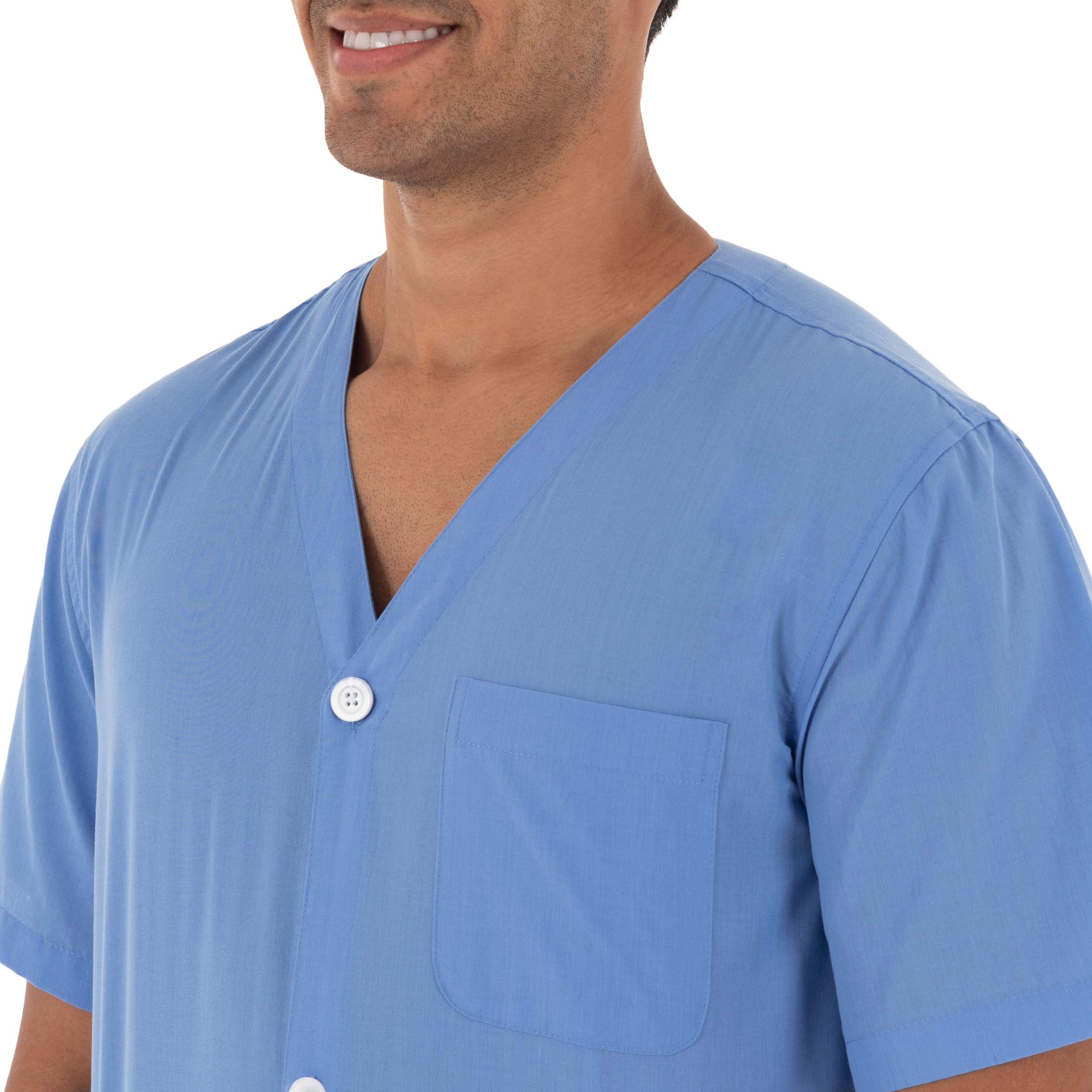 Fruit of the Loom Men's Cotton Broadcloth Short Sleeve Pajama Set - Soft Sleepwear for Comfortable Nights & Lounge Wear