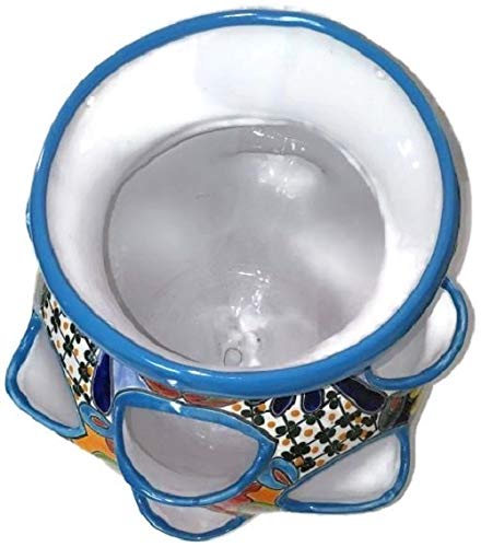 Large Light Blue Hand Painted Strawberry Planter - Glazed Ceramic Pot for Indoor & Outdoor Plants - Perfect for Patio, Garden, and Home Decor