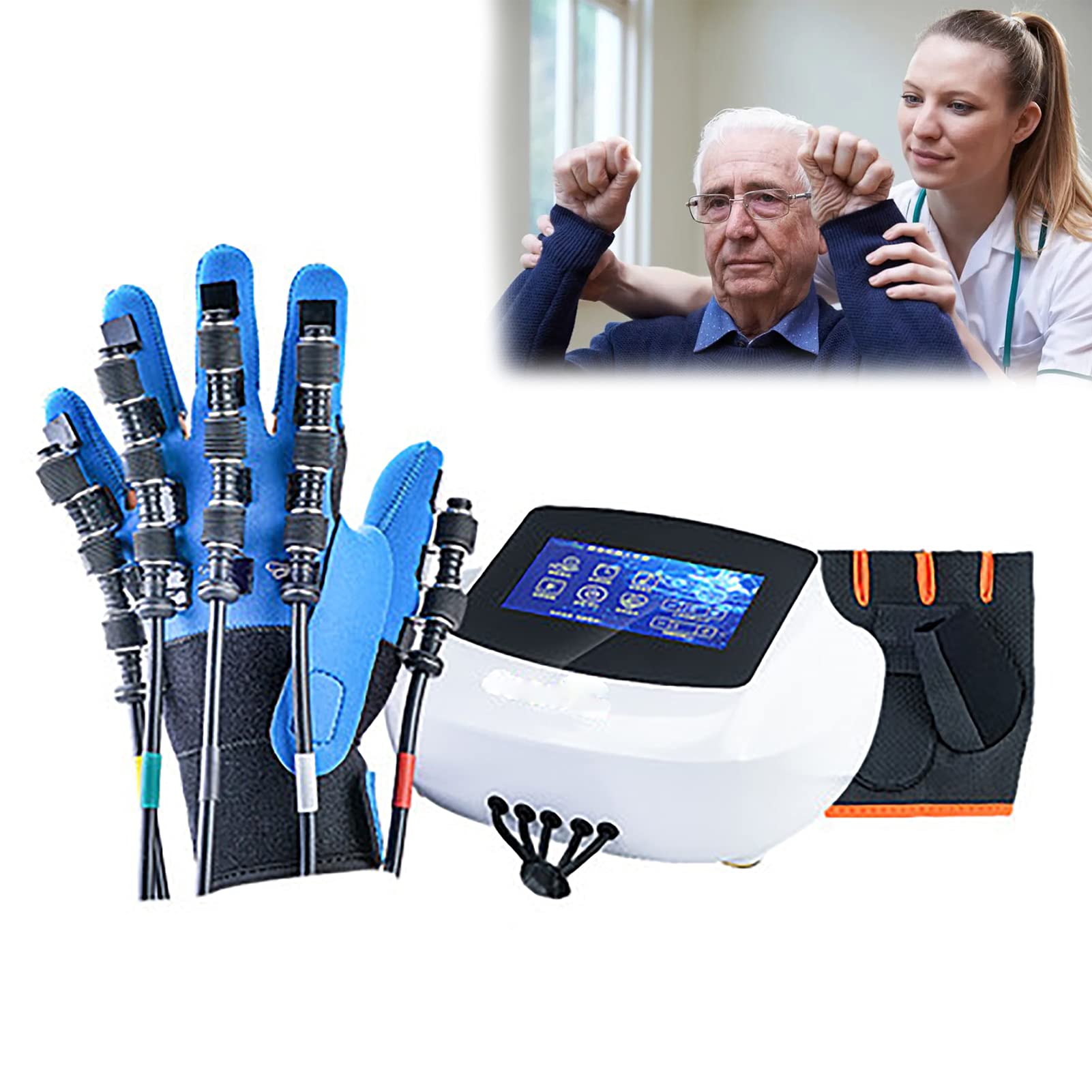 Rehabilitation Robot Finger Orthosis - Hand Stroke & Hemiplegia Recovery Training Device for Physical Therapy | Home & Clinic Use for Post-Stroke Rehabilitation Exercises