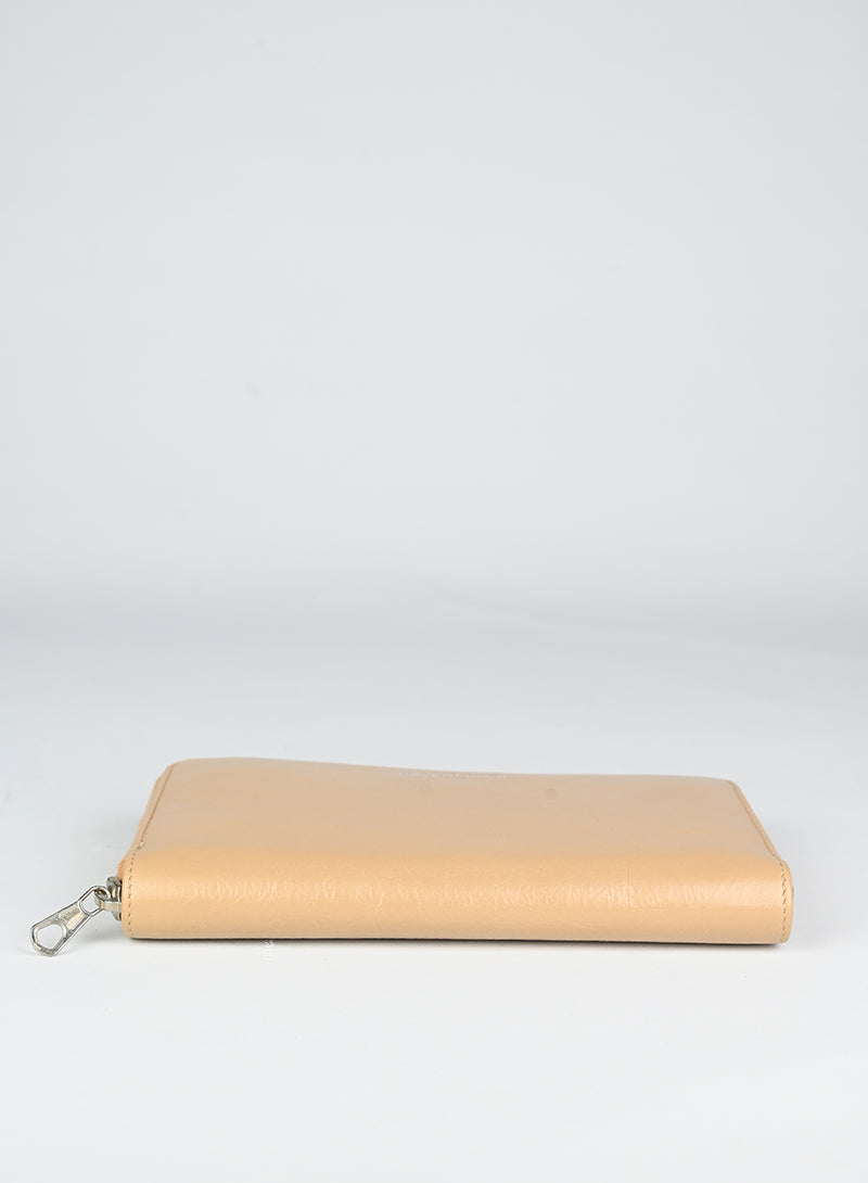 Balenciaga Beige Leather Wallet for Men & Women | Luxury Designer Bifold Wallet | Perfect for Everyday Use, Travel & Gifting