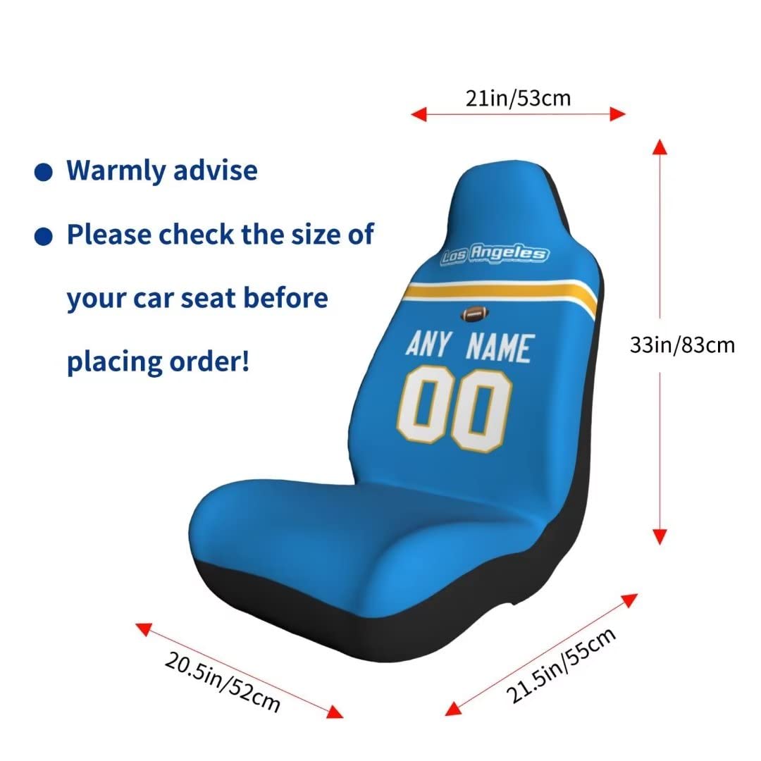 Custom Football Car Seat Covers with Personalized Name & Number - Universal Fit for Cars, Trucks, SUVs & Vans (2-Piece Set) | Soft Elastic Front Seat Protectors | Perfect Sports Gift for Fans & Game Day Car Accessories