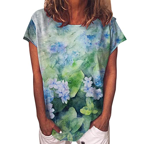 Women's Crew Neck Short Sleeve Sweatshirt Tunic Top - Casual Layering Tee for Leggings & Everyday Wear (Mint Green, XL) | Perfect for Yoga, Running & Lounge Outfits