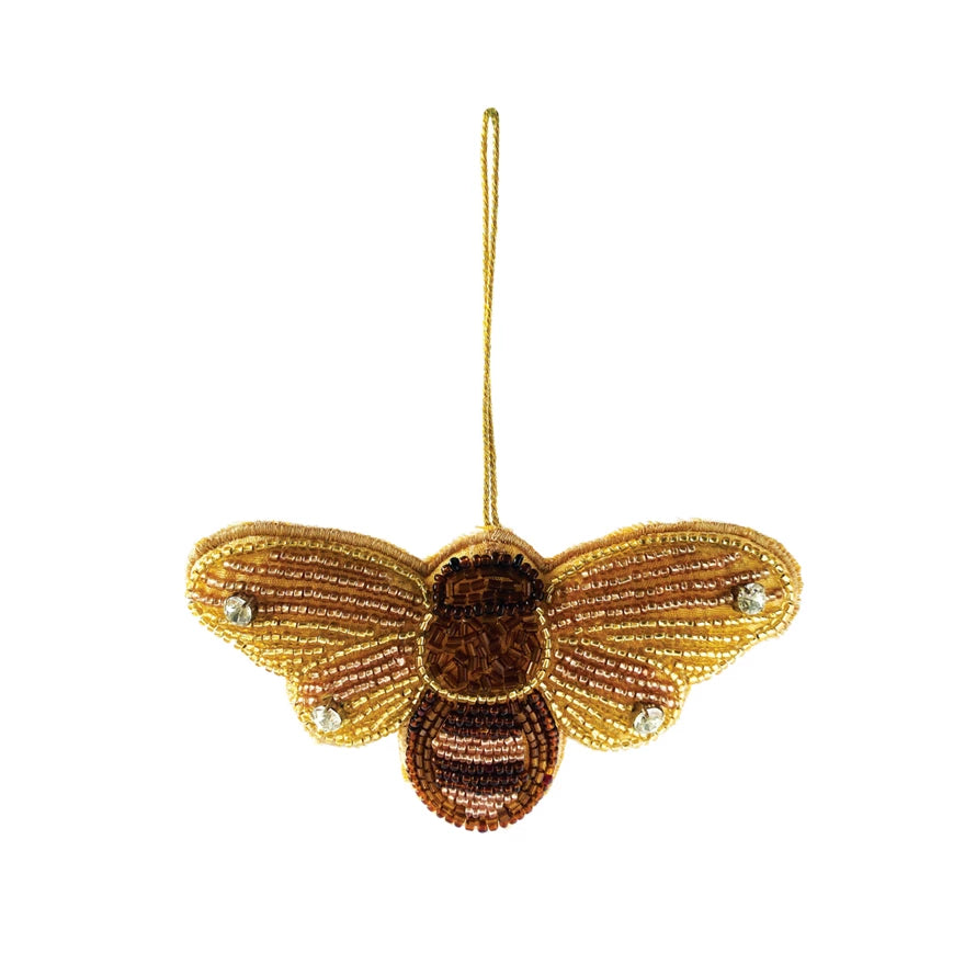 Handmade Fabric & Glass Beaded Bee Ornament - Vibrant Multi-Color Home Decor for Wall, Christmas Tree, and Gift Giving