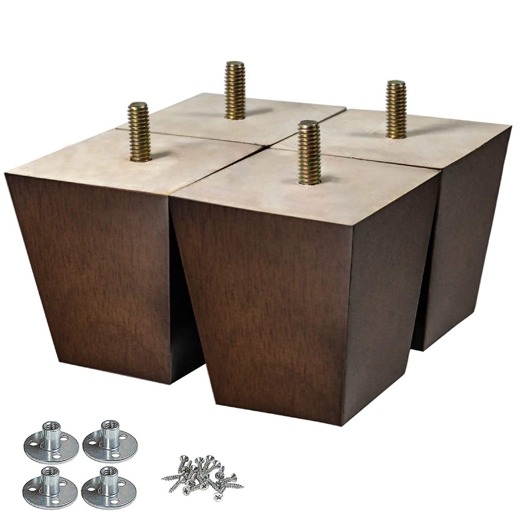 AORYVIC 3 Inch Wooden Furniture Legs - Set of 4 Square Mid-Century Modern Sofa Legs in Brown - Replacement Couch Legs for Armchair, Recliner, Coffee Table & Dresser - Perfect for Living Room, Bedroom & Office Furniture Upgrade
