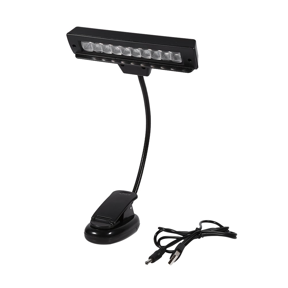 Clip-On LED Music Stand Light with AC 110V-220V & USB Power - Adjustable Clamp Light for Bed Headboard, Reading, Piano, Violin Practice, and Nighttime Use