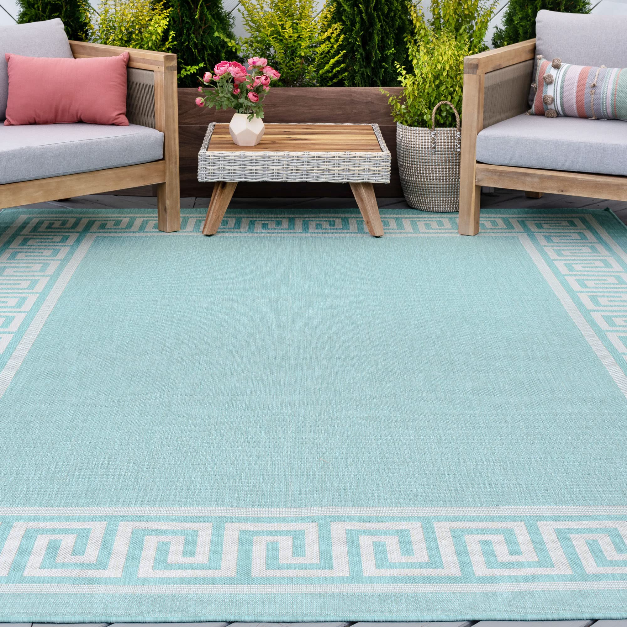 Waterproof 9x12 Indoor Outdoor Rug - Non-Slip, Durable & UV Resistant for Patio, Deck, Porch, Entryway - Perfect for Backyard, Poolside & High Traffic Areas