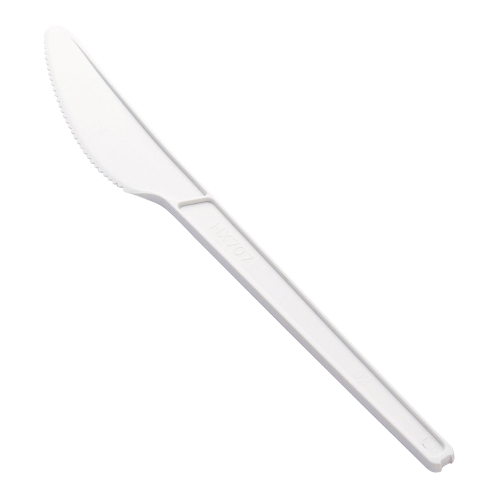 Eco-Friendly White CPLA Plastic Knives - Heat Resistant, Compostable Cutlery, 6.5
