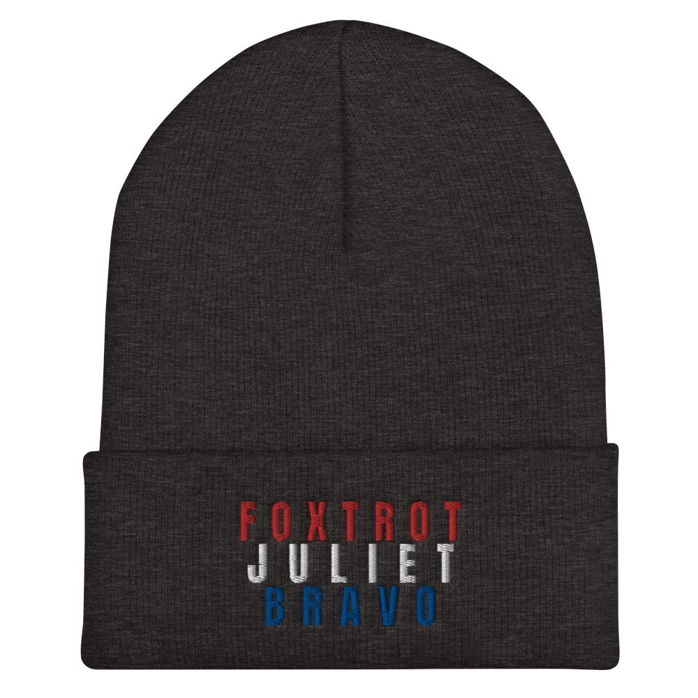 Foxtrot Juliet Bravo Hat for Men - FJB Cuffed Beanie Winter Skull Cap | Warm Knit Beanie for Outdoor Activities, Sports & Casual Wear