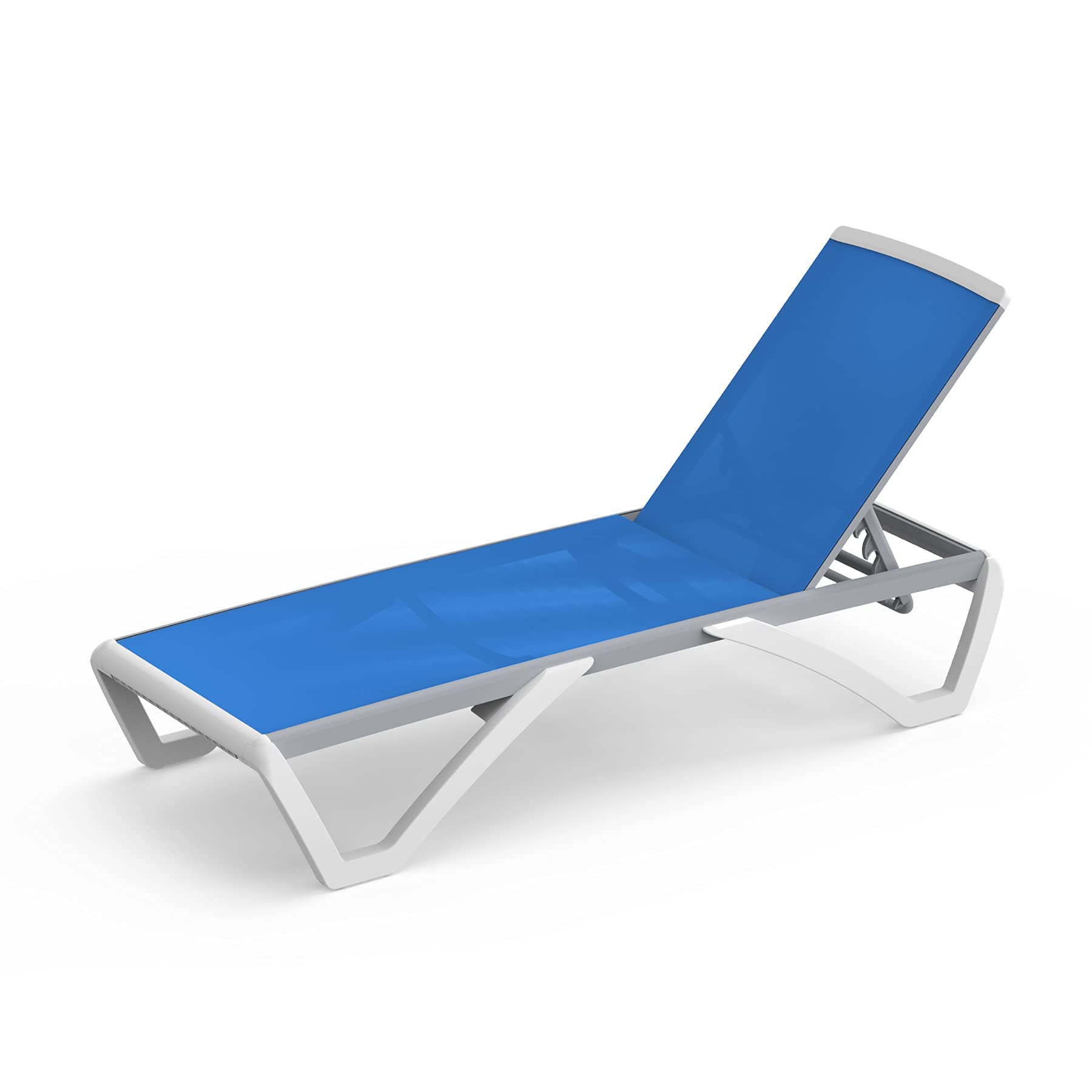 Domi Patio Chaise Lounge Chair Set of 3 - Outdoor Aluminum & Polypropylene Sunbathing Chairs with Adjustable Backrest, Armrest & Side Table - Perfect for Beach, Yard, Balcony & Poolside (2 Blue Chairs + 1 Side Table) | Great for Relaxing, Sunbathing & Outdoor Entertaining