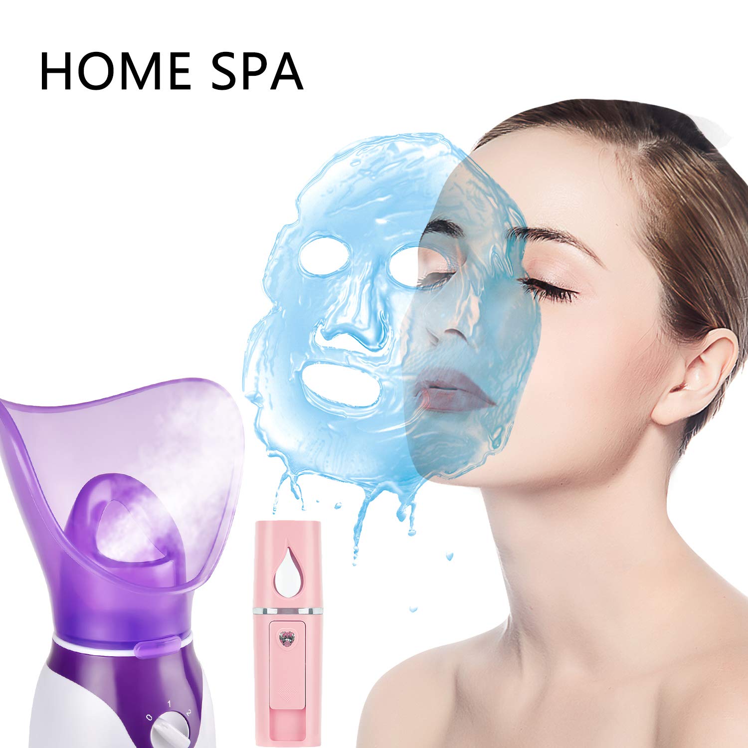 **Professional Nano Facial Steamer & Mister Sprayer Set for Deep Cleaning - Portable Mini Face Steamer for Clogged Pores & Sinuses Relief - Includes Blackhead Remover Kit & Brush - Perfect for Home Spa, Skincare Routine & Travel**