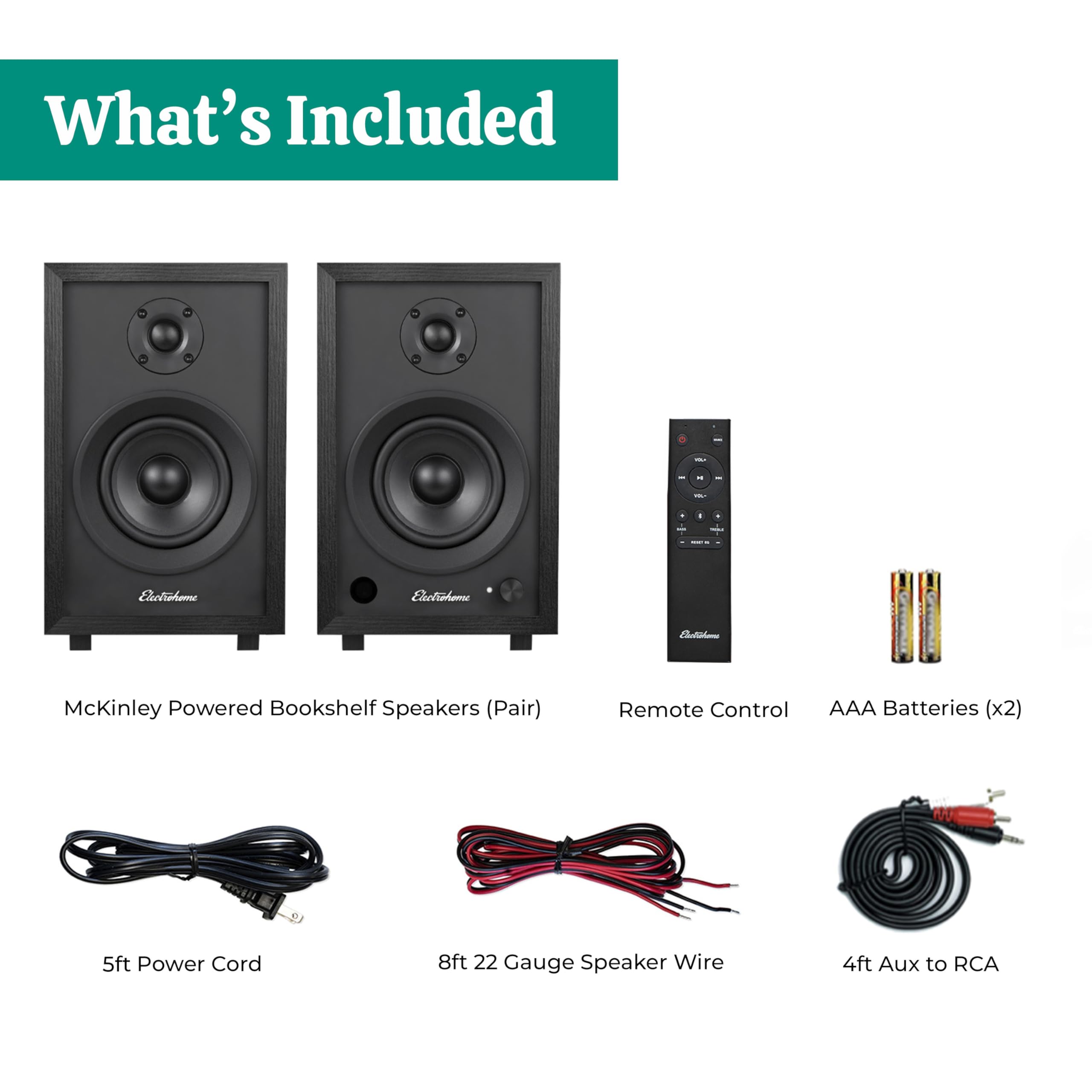 Electrohome McKinley 2.0 Stereo Powered Bookshelf Speakers with Built-in Amplifier - 4