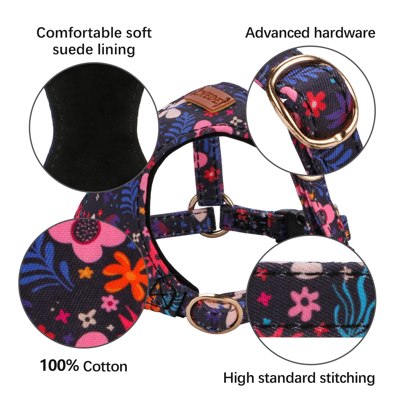 **CHEDE No-Pull Floral Dog Harness – Lightweight Adjustable Small Dog Harness & Leash Set for Puppies & Medium Dogs | Perfect for Walking, Training & Outdoor Adventures**