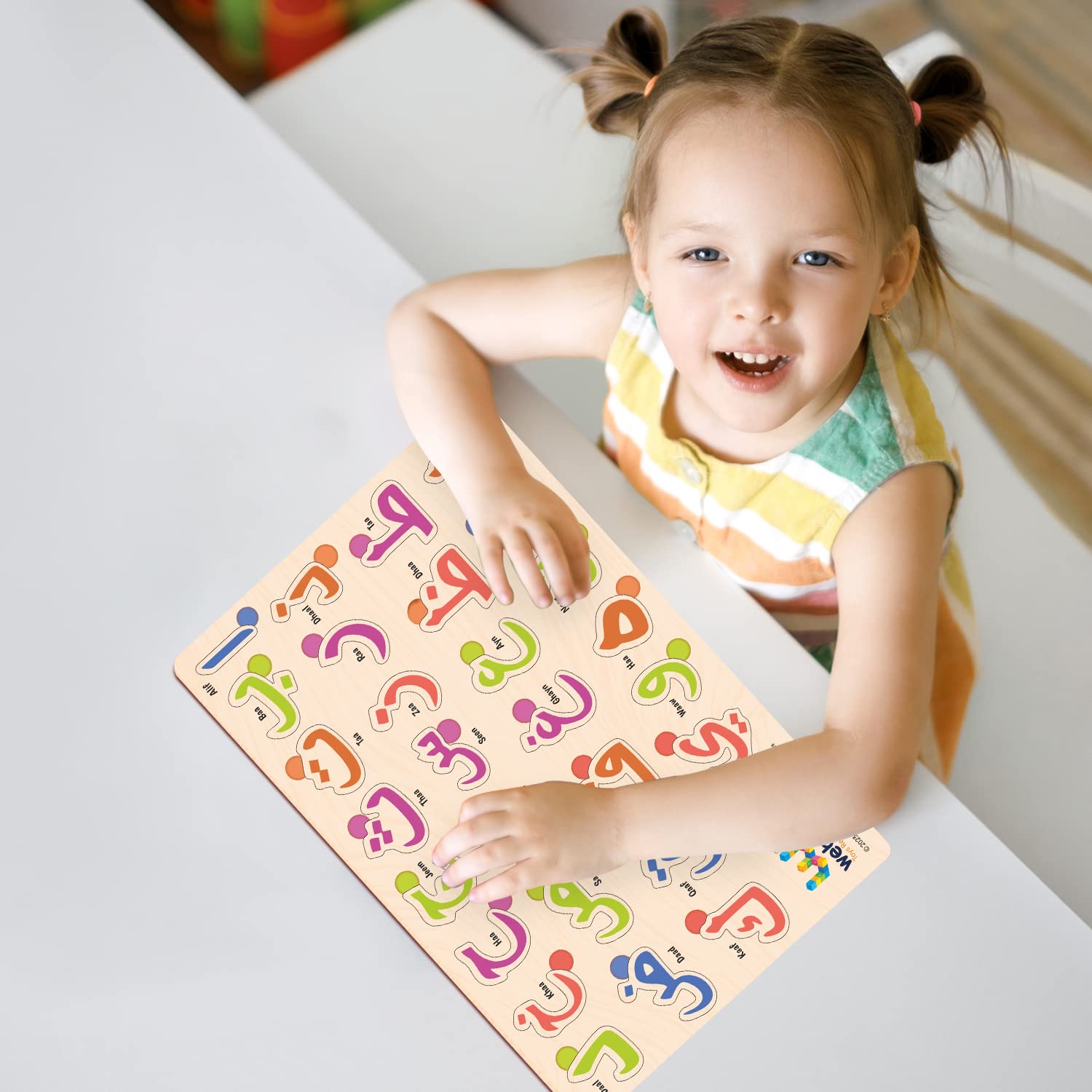 Webby Wooden Arabic & Urdu Alphabet Puzzle - Montessori Educational Learning Toy for Preschool Kids | Language Development & Early Childhood Education