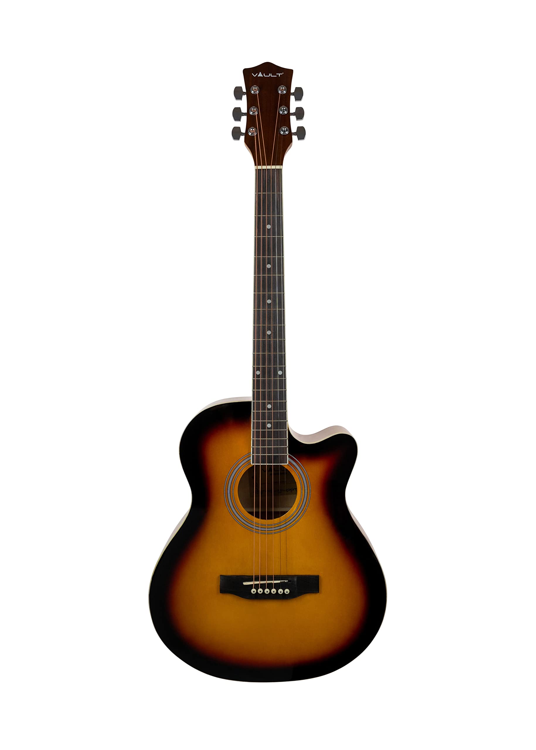Vault EA-20CE Cutaway Acoustic-Electric Guitar Sunburst Bundle with Gig Bag, Tuner, Strap, Strings, Cable, Picks, DVD & Cloth - Perfect for Live Performances, Studio Recording & Traveling Musicians