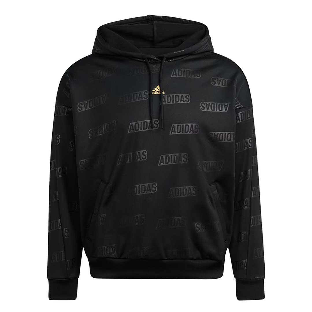 Adidas Women's Embossed Monogram Fleece Hoodie - Soft Warm Pullover Sweatshirt for Casual Wear & Outdoor Activities (IM2586)
