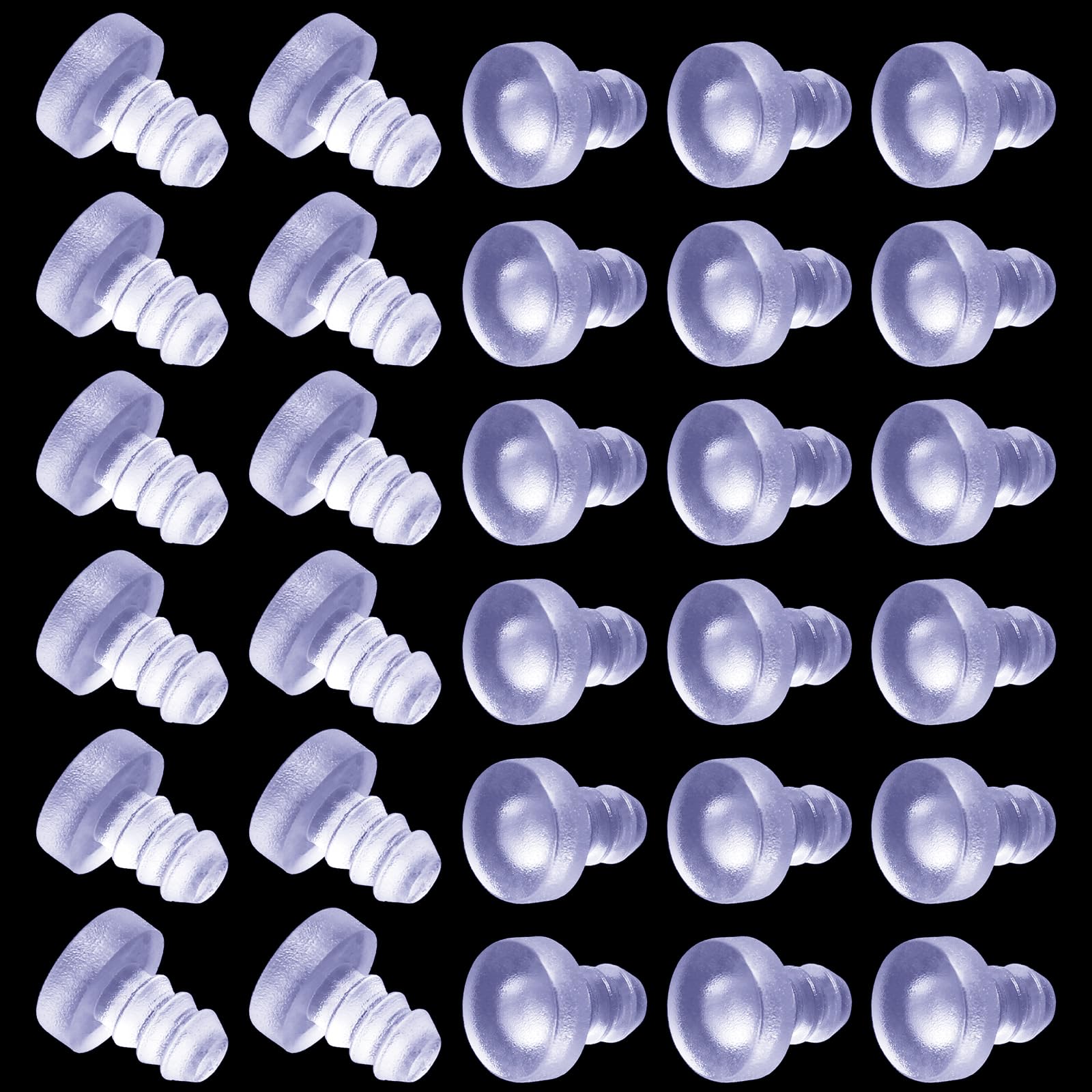 MroMax 30Pcs Clear Silica Gel Table Top Bumpers - Soft Stem Anti-Collision & Anti-Slip Pads for 0.2 Inch Holes - Perfect for Glass Tables, Furniture & Cabinet Protection (Home & Office Use)